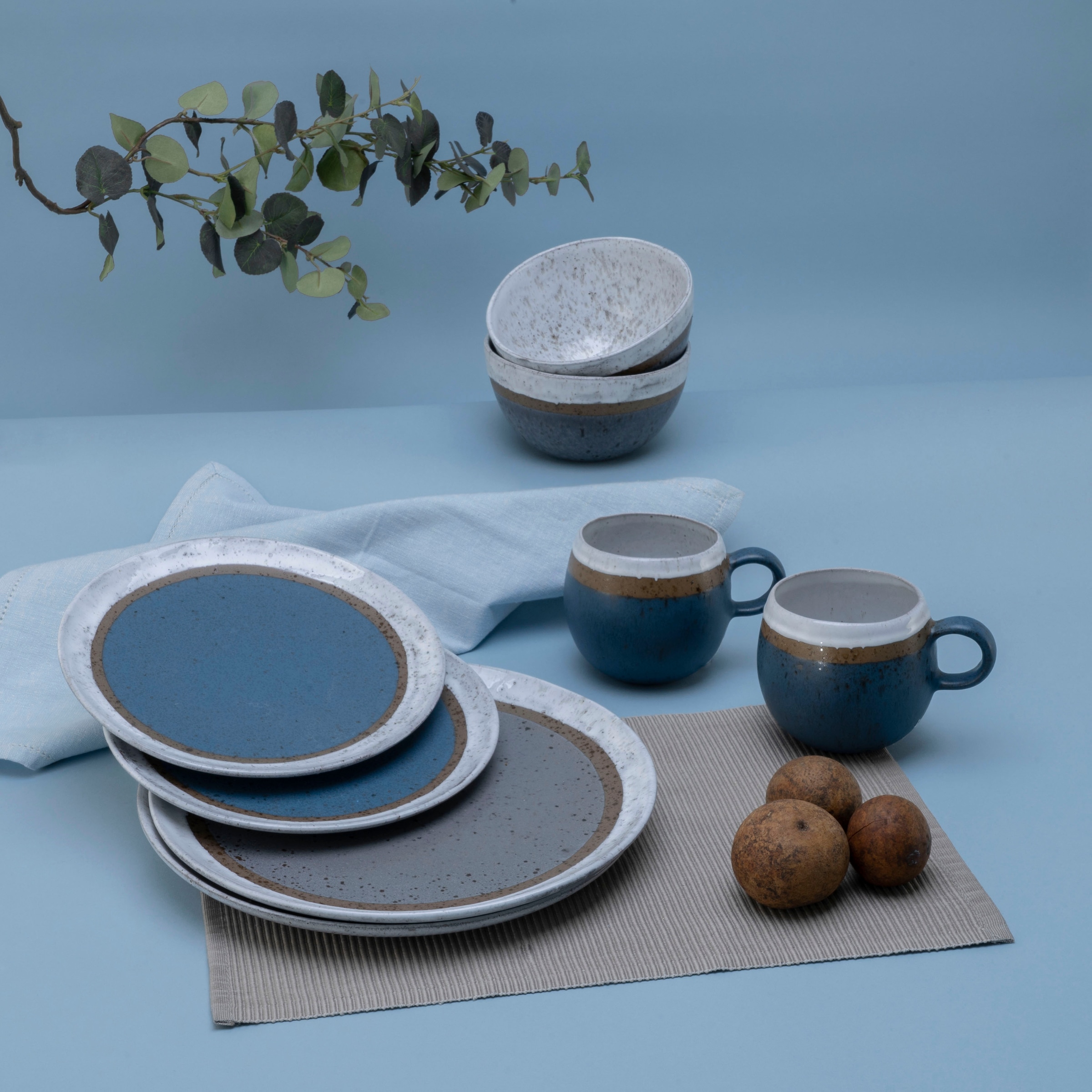 CreaTable Kombiservice »Geschirr-Set Fjord«, (Set, 8 tlg., Kaffeeservice und Tafelservice im Set, für 2 Personen), Service, skandinavisches Design, 8 Teile für 2 Personen