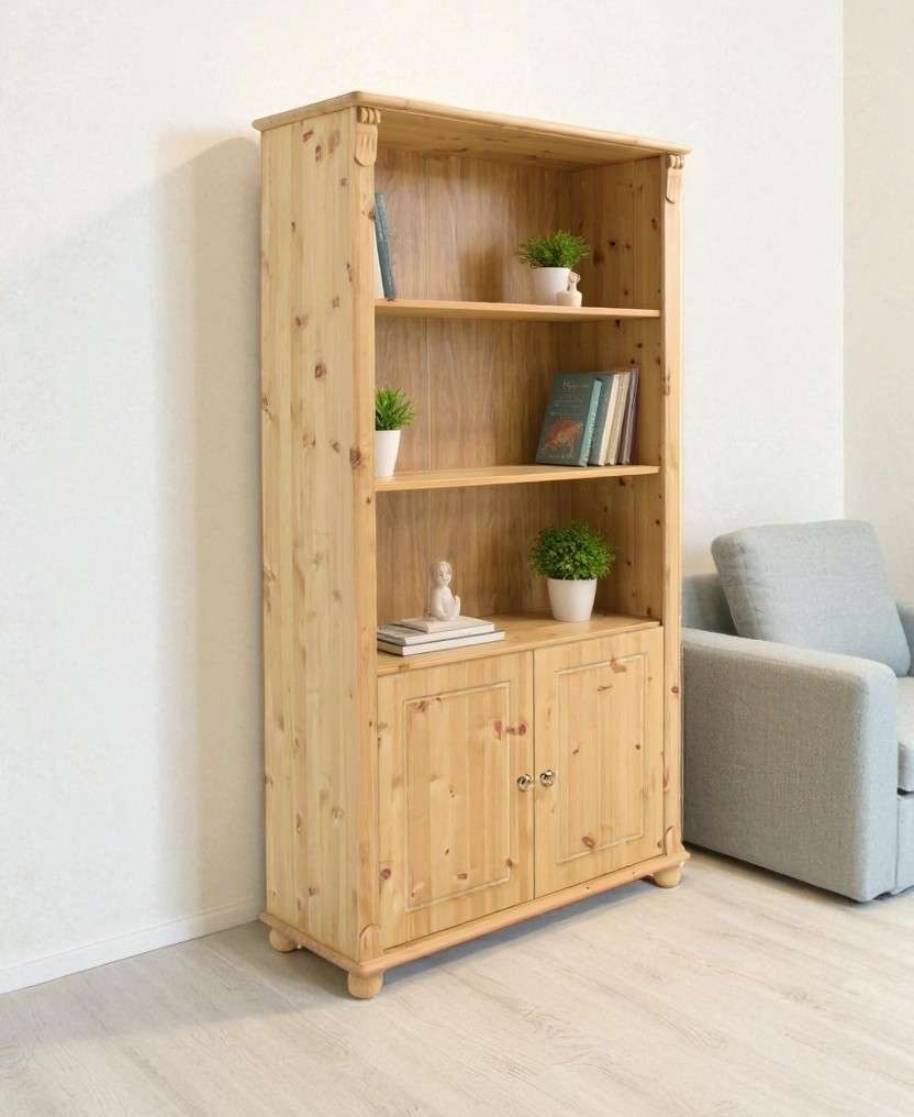 OTTO home Regal »Tessin, Standregal, Bücherregal,« aus massiver Kiefer, Breite 90 cm, Höhe 181 cm, mit Türen