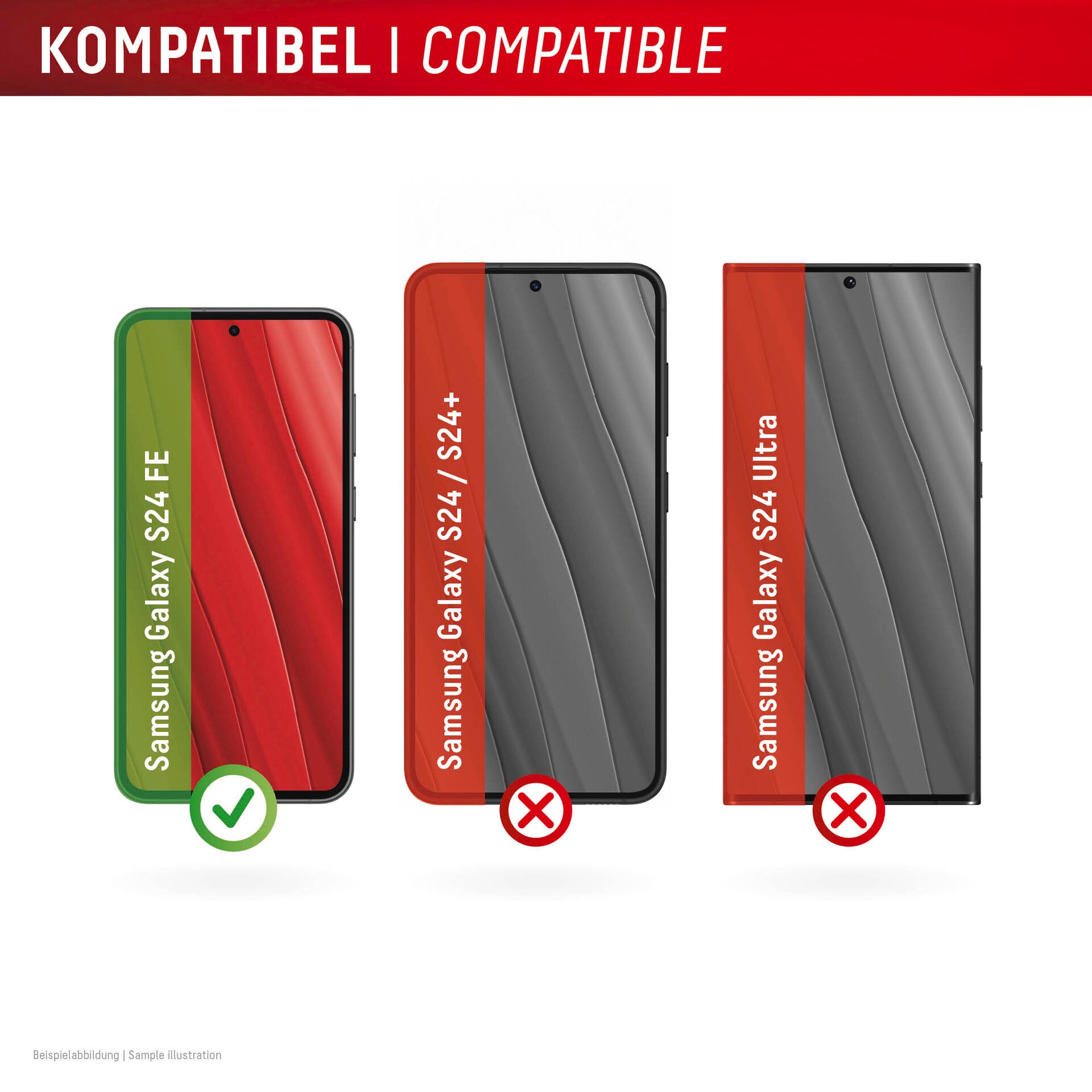 Displex Displayschutzglas »Real Glass + Case«, für Samsung Galaxy S24 FE, Displayschutzfolie, Schutzfolie, Bildschirmschutz, kratz- & stoßfest