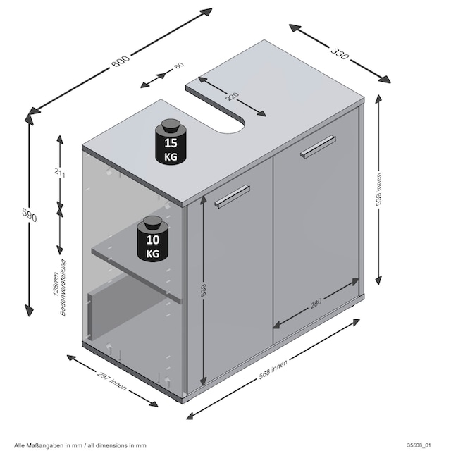 FMD Waschbeckenunterschrank »Madoc«, mit 2 Türen online kaufen | mit 3  Jahren XXL Garantie