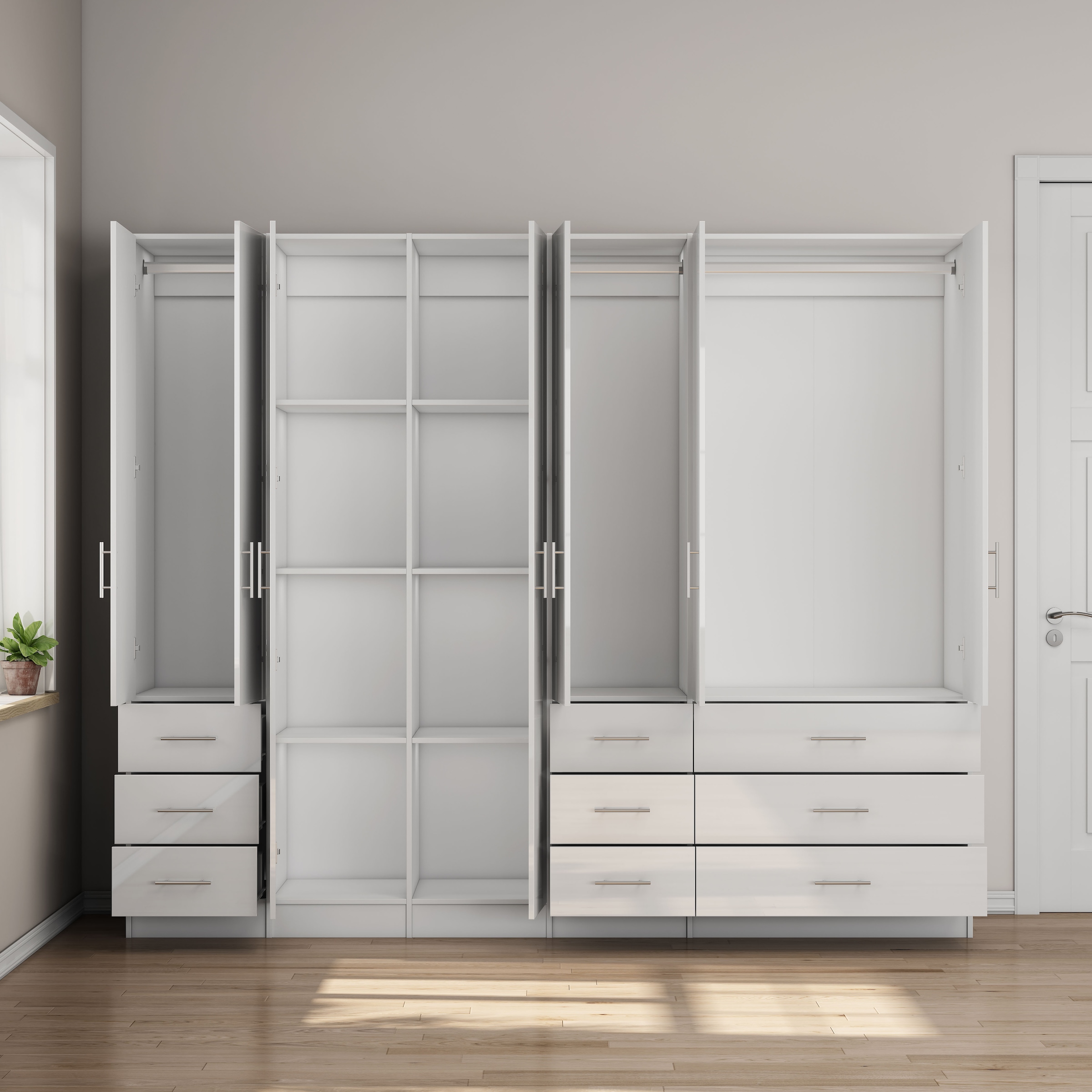 OTTO home Kleiderschrank »Trento Schlafzimmerschrank Garderobe Hochglanz Bestseller« Schrank mit 6 Türen und 9 Schubladen, höchglänzende Fronten