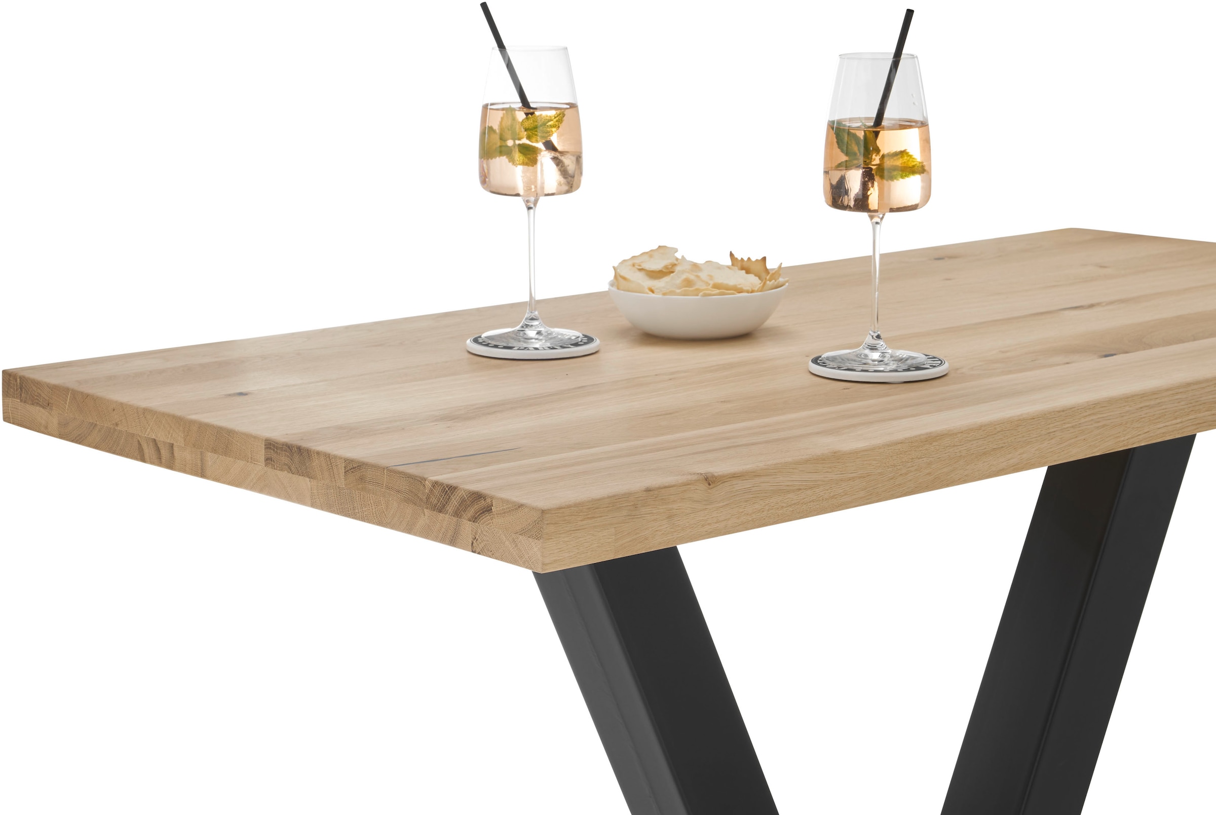 Stolkom Bartisch »Duke Eiche Massivholz geölt, Hochtisch BxHxT 120x104x60 cm«, Gerade Kante, Eiche Massivholz geölt durchgehende Lamelle