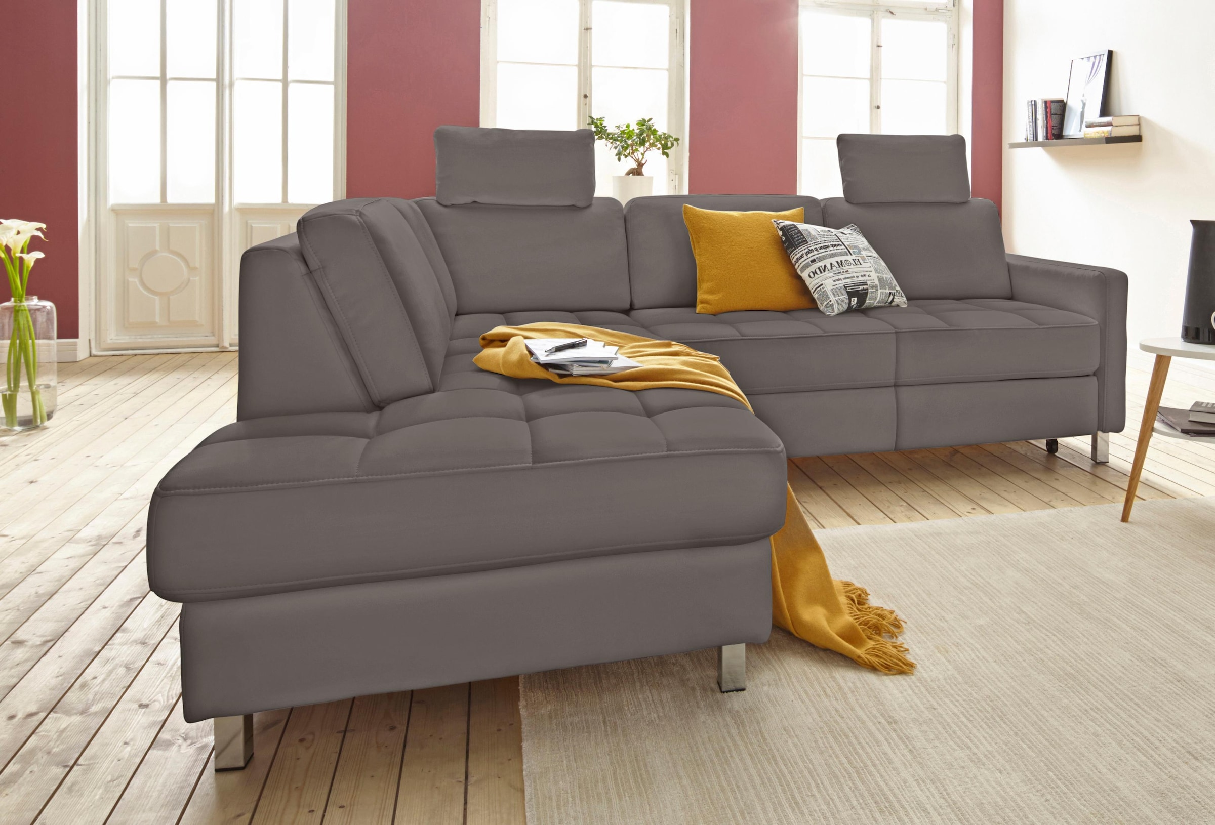 sit&more Ecksofa »Pablo L-Form«, wahlweise mit Bettfunktion und Bettkasten