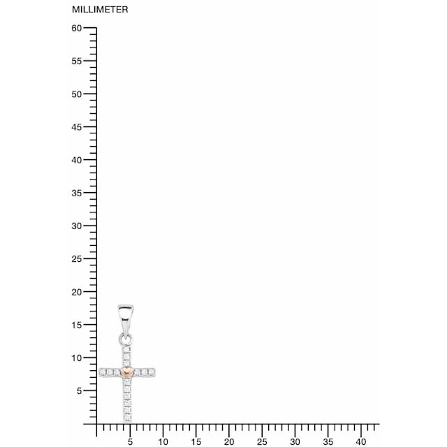 s.Oliver Junior Kette mit Anhänger »Halskette Herz Kreuz, 2018528«, mit  Zirkonia bei ♕