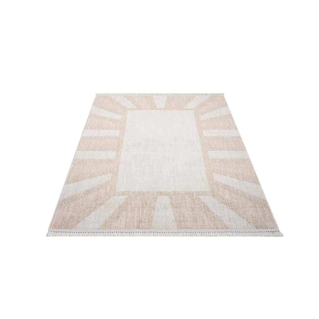 Carpet City Teppich »CLASICO 9152«, rechteckig, 11 mm Höhe, Läufer, Kurzflor, Hochtief-Muster, Boho, Fransen, Wohnzimmer