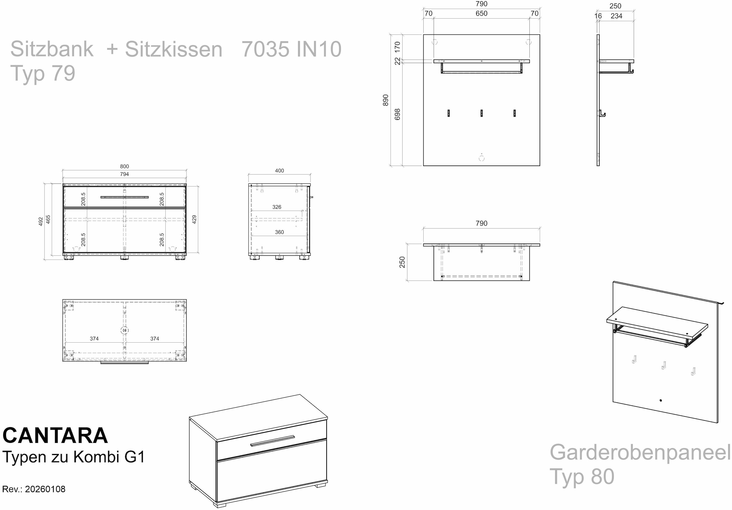 Home affaire Garderoben-Set »Cantara, moderne Garderobe, Komplettset mit viel Stauraum« Komplett-Set, 2 Stk. tlg.
