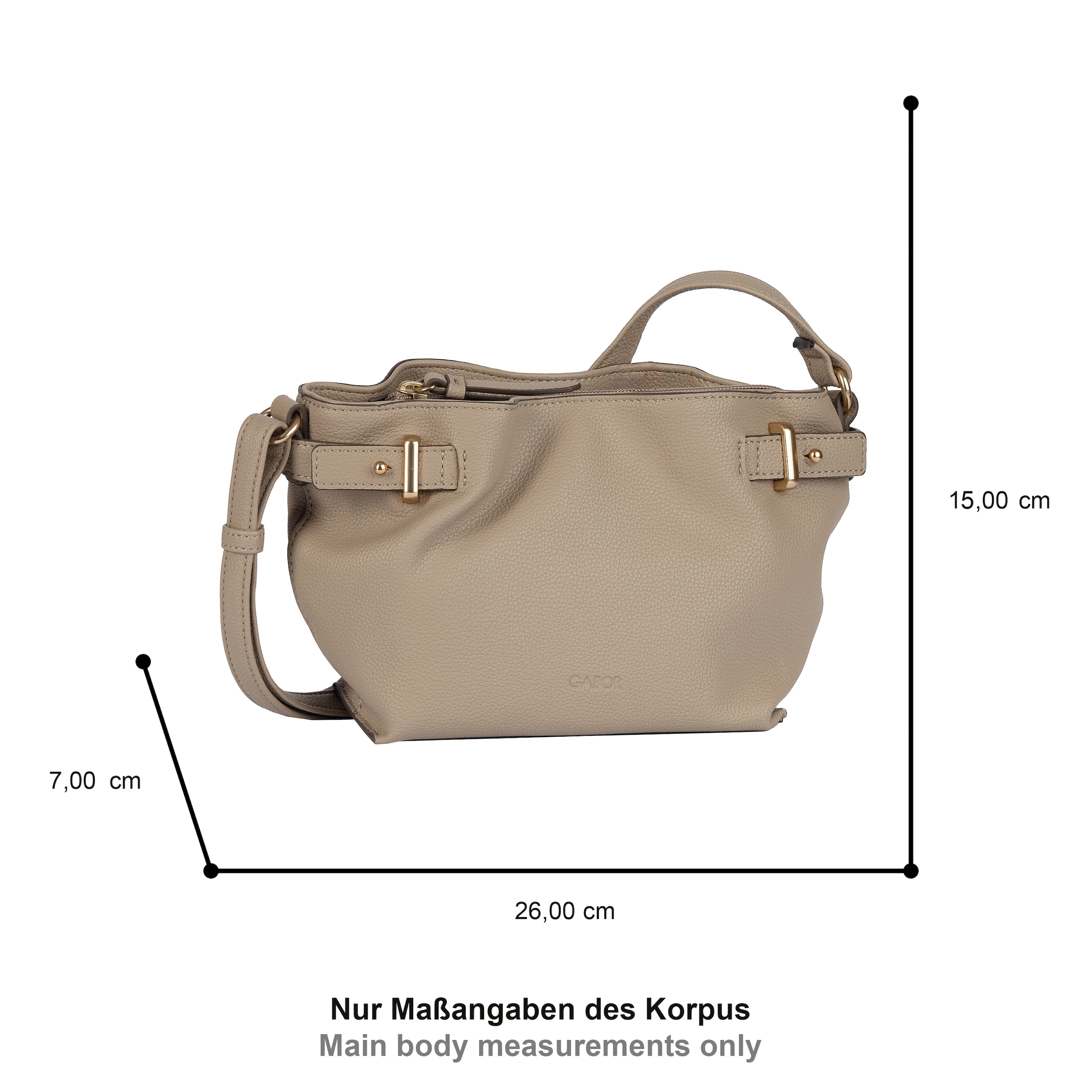 Gabor Umhängetasche »Astea« lässiger Schnitt mit matten Beschlägen & Kontrastkante auf Lederimitat