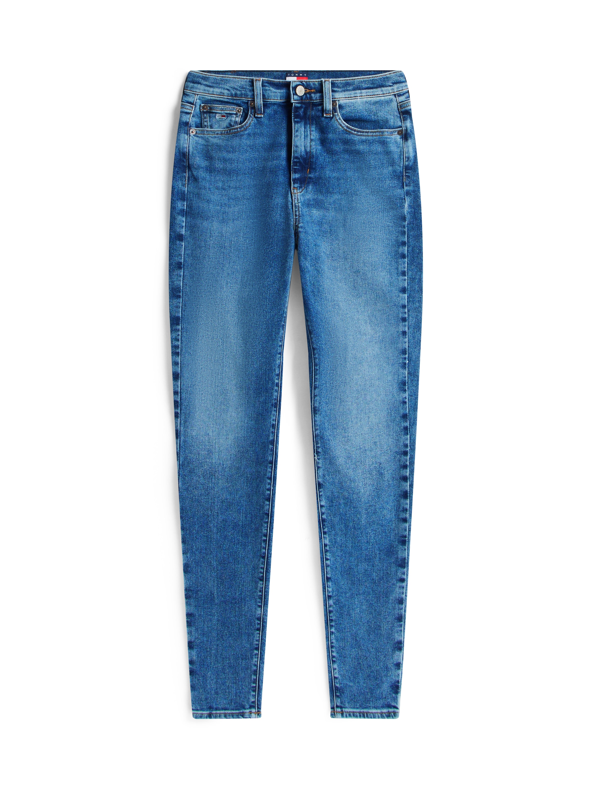 Tommy Jeans Bootcut-Jeans »SYLVIA HGH FLR«, Weite Beinform und Logo Stickerei auf der Gesäßtasche