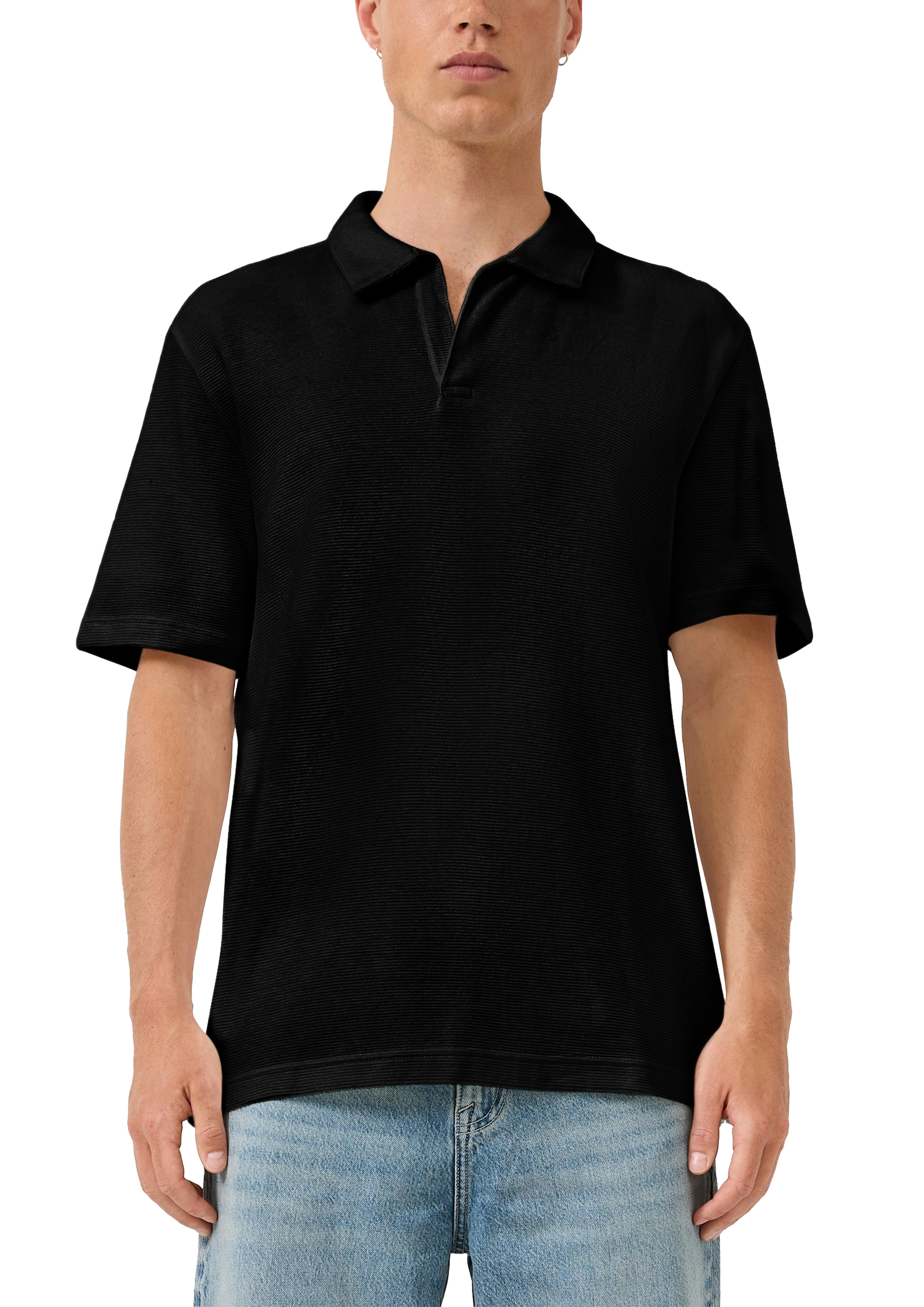 QS Poloshirt mit Struktur Muster