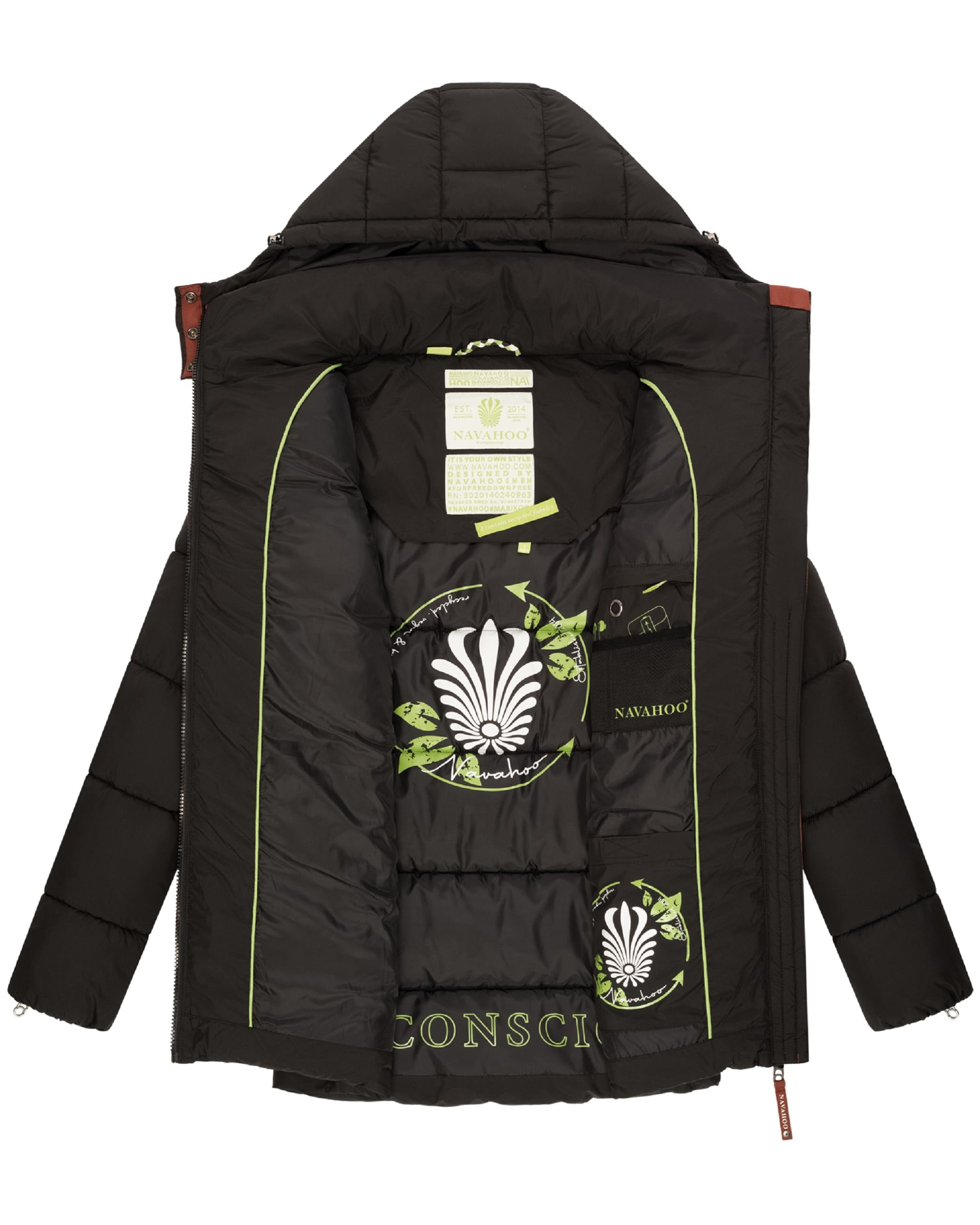 Navahoo Winterjacke »Winterjacke Wattewölkchen«, mit Kapuze, Modische Damen Steppjacke mit kontrastfarbenen Details