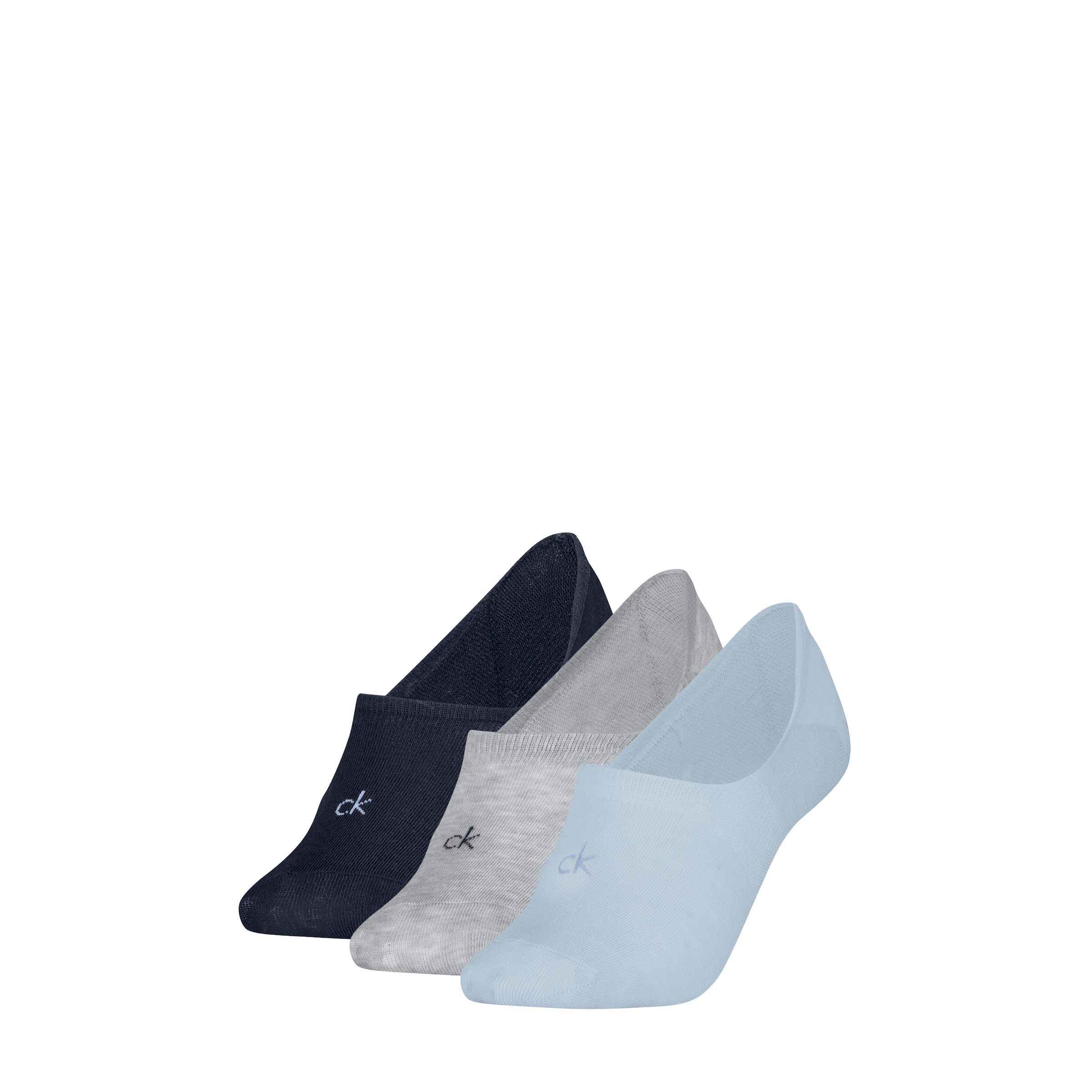 Calvin Klein Füßlinge »CK WOMEN FOOTIE MC« 3 Paar,  Antirutsch Noppen im Fersenbereich, Cotton-Mix, elastisch