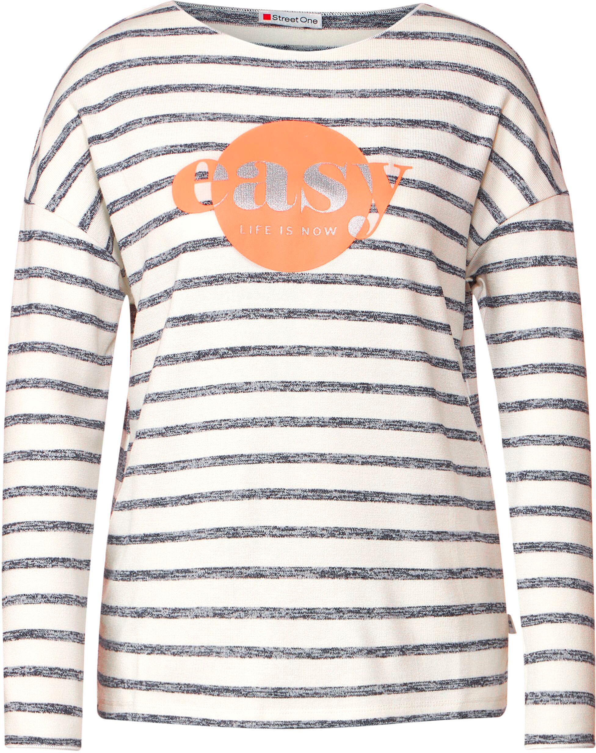STREET ONE Streifenpullover mit Wording Partprint