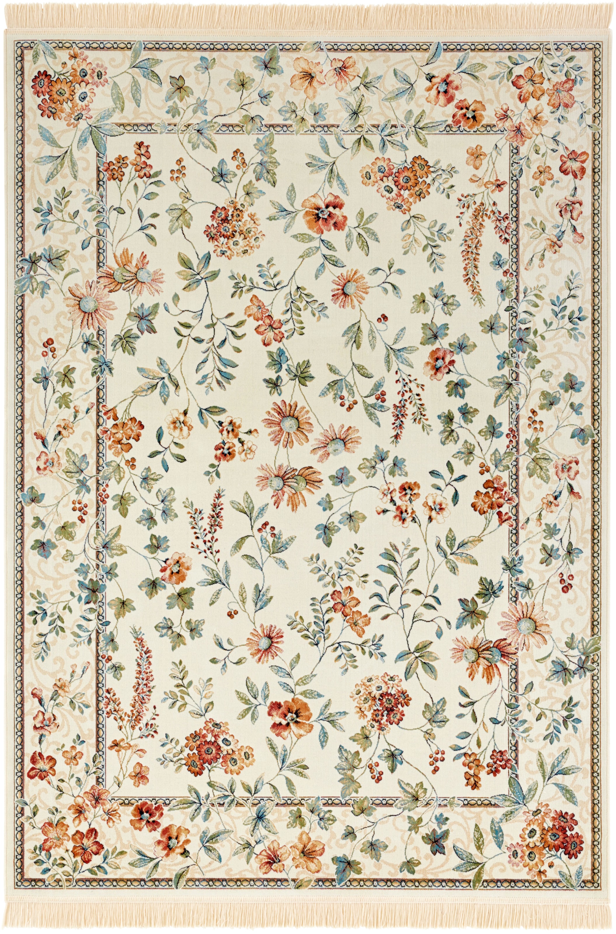 HANSE Home Teppich »Orient Flowers«, rechteckig, 5 mm Höhe, Kurzflor mit Fransen, Orient, Wohnzimmer, Schlafzimmer, Esszimmer