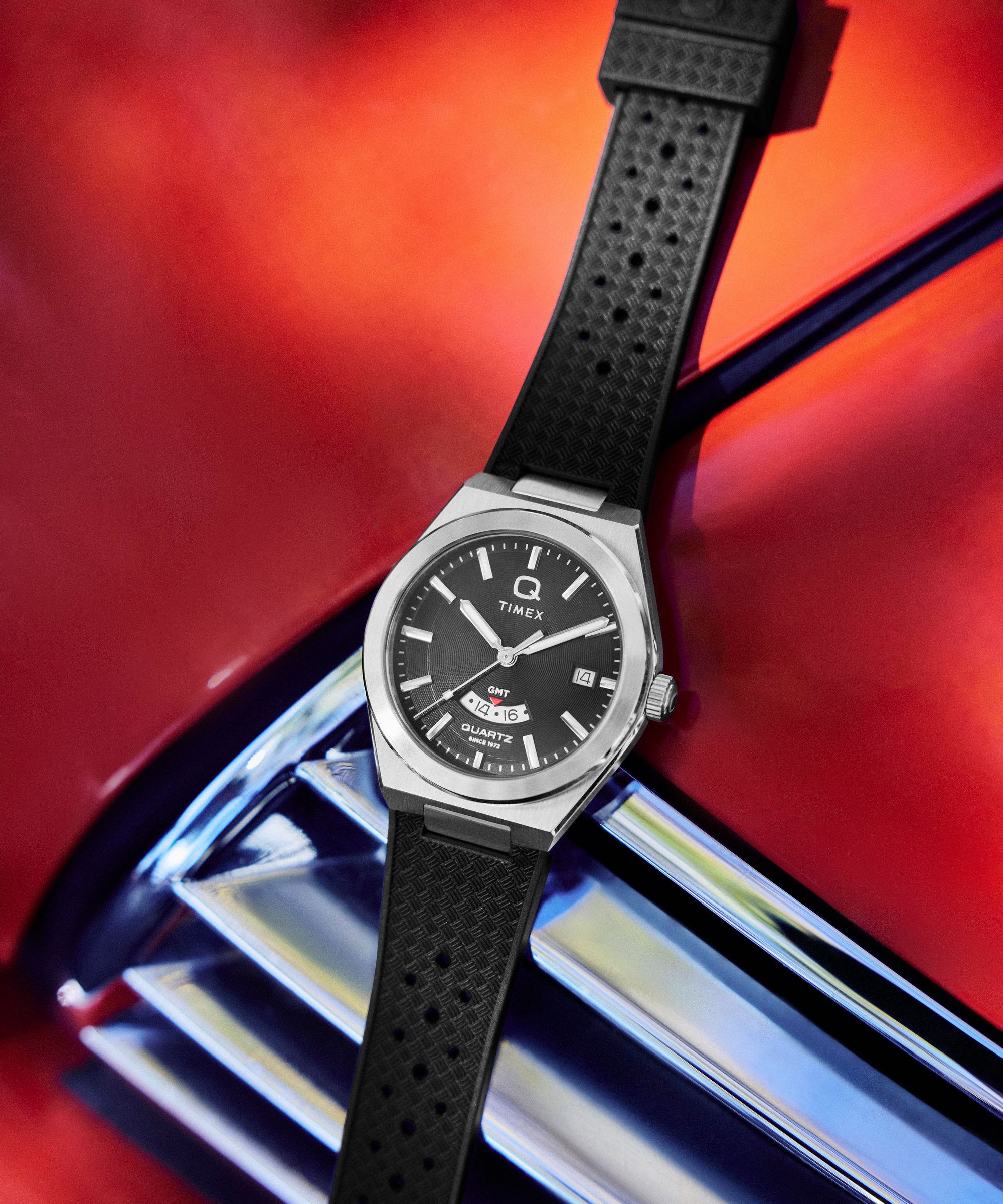 Timex Quarzuhr »Q Timex Continental GMT« Armbanduhr, Herrenuhr, analog, Tag, Beleuchtung