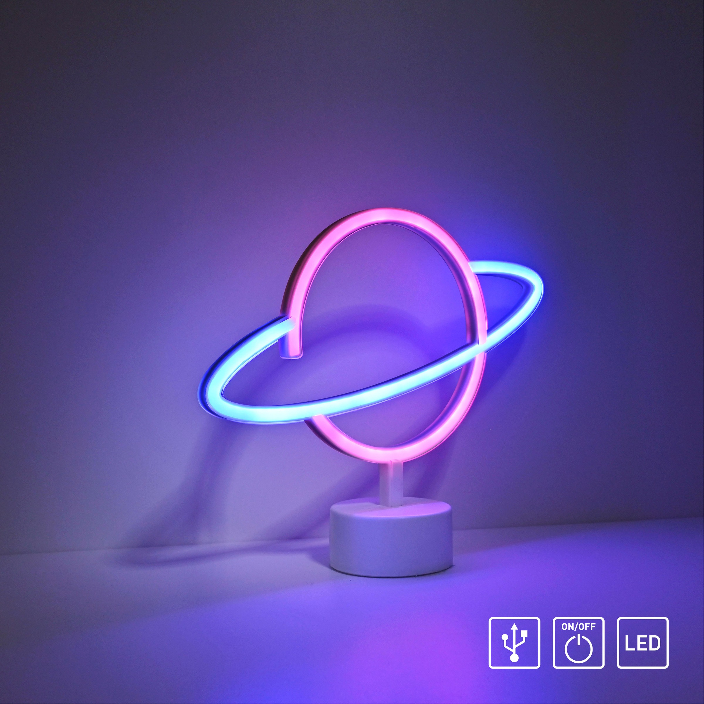 JUST LIGHT LED Wandleuchte »NEON-SATUR«, 1 flammig, Leuchtmittel LED-Board | LED fest integriert