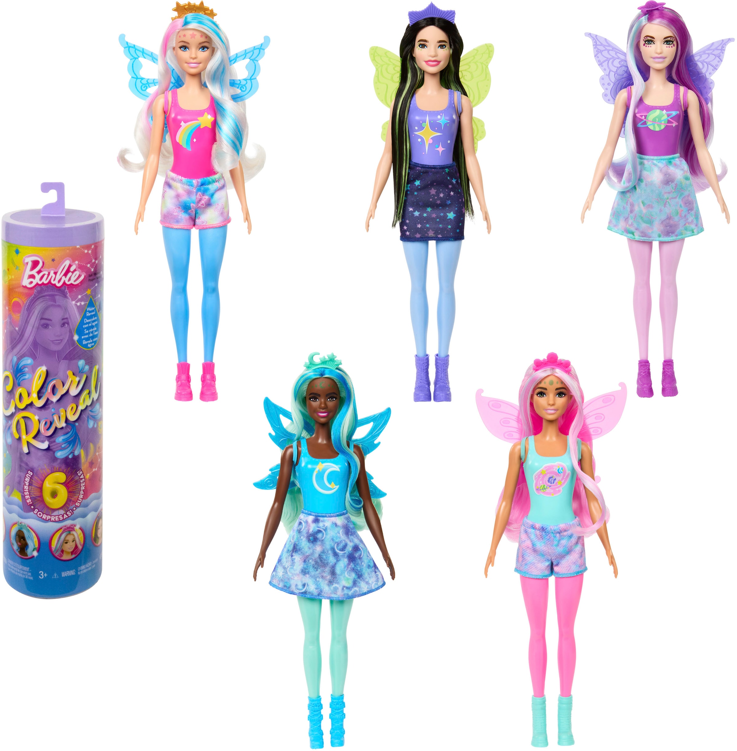 Barbie Anziehpuppe »Color Reveal, Regenbogengalaxie«, mit Farbwechsel bei