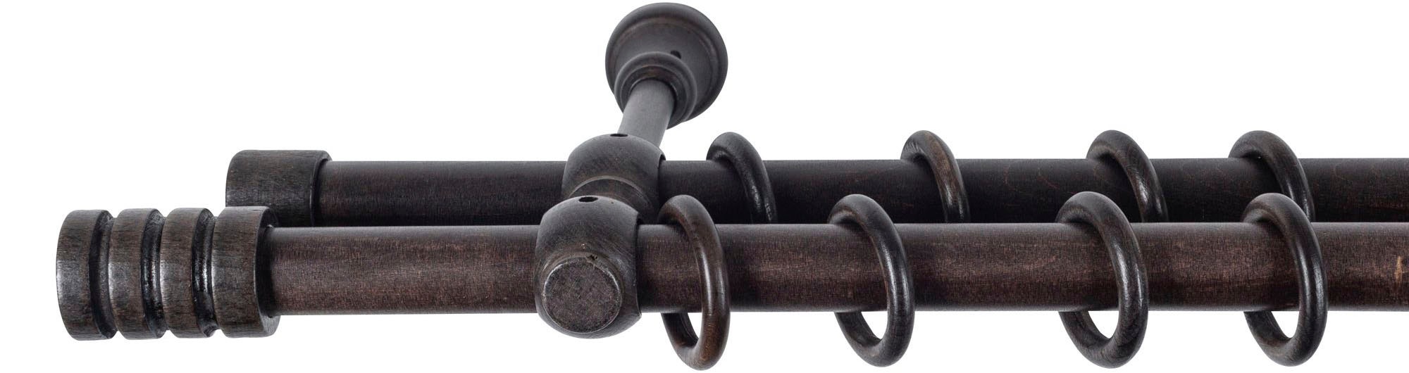 SN DECO GROUP Gardinenstange »Pisa« 2 läufig-läufig Fixmaß 28 mm, Holz, verschiedene Längen und Farben, Komplettset