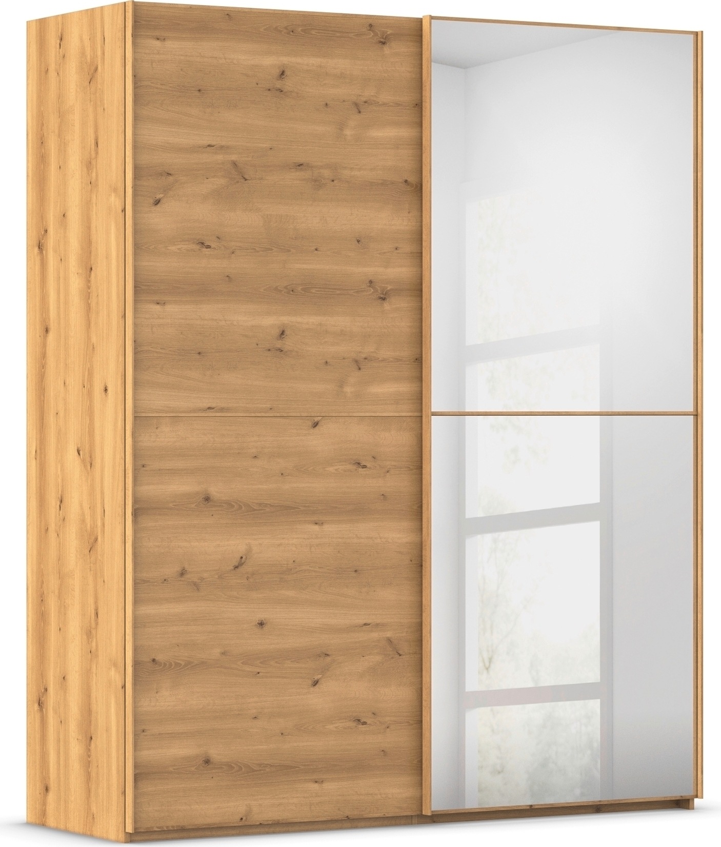 rauch Schwebetürenschrank »Kleiderschrank Schrank Garderobe Schlafzimmerschrank SCALE-DUO« edle zweigeteilte Türen, Spiegel und 3 Zierleisten MADE IN GERMANY