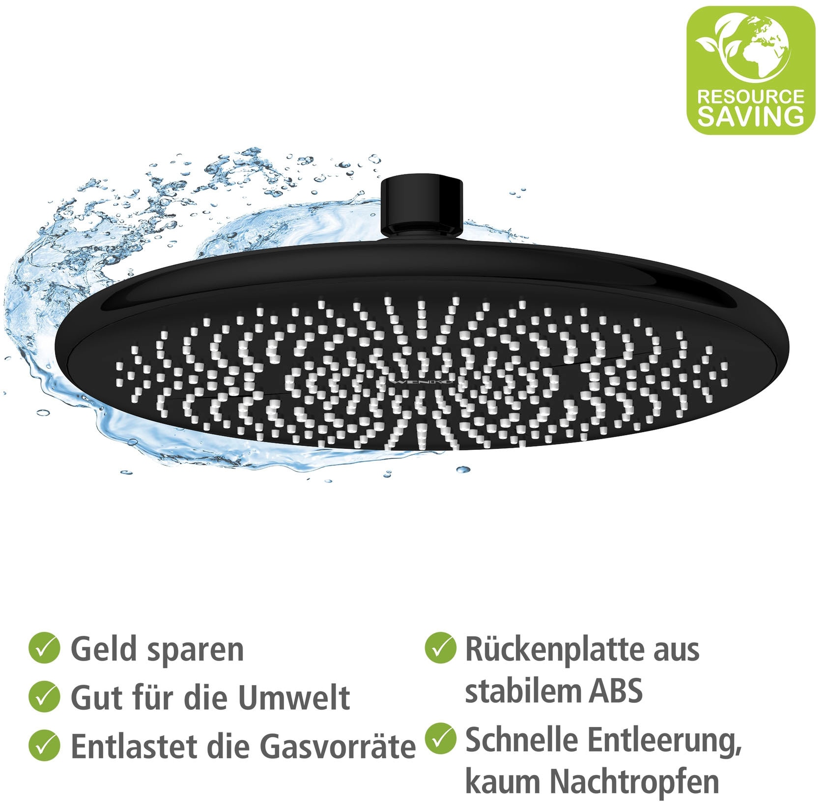 WENKO Regenduschkopf »Watersaving«, (1 tlg.), Ø 22,5 cm