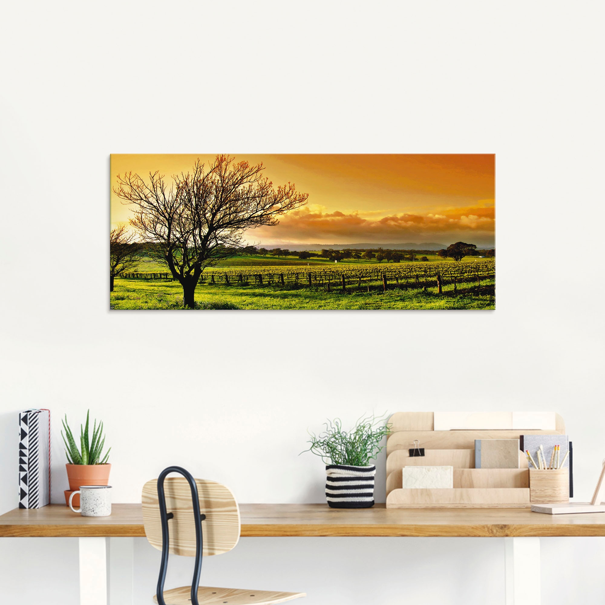 Artland Glasbild »Landschaft mit Weinbergen« Felder 1 Stk. tlg. in verschiedenen Größen
