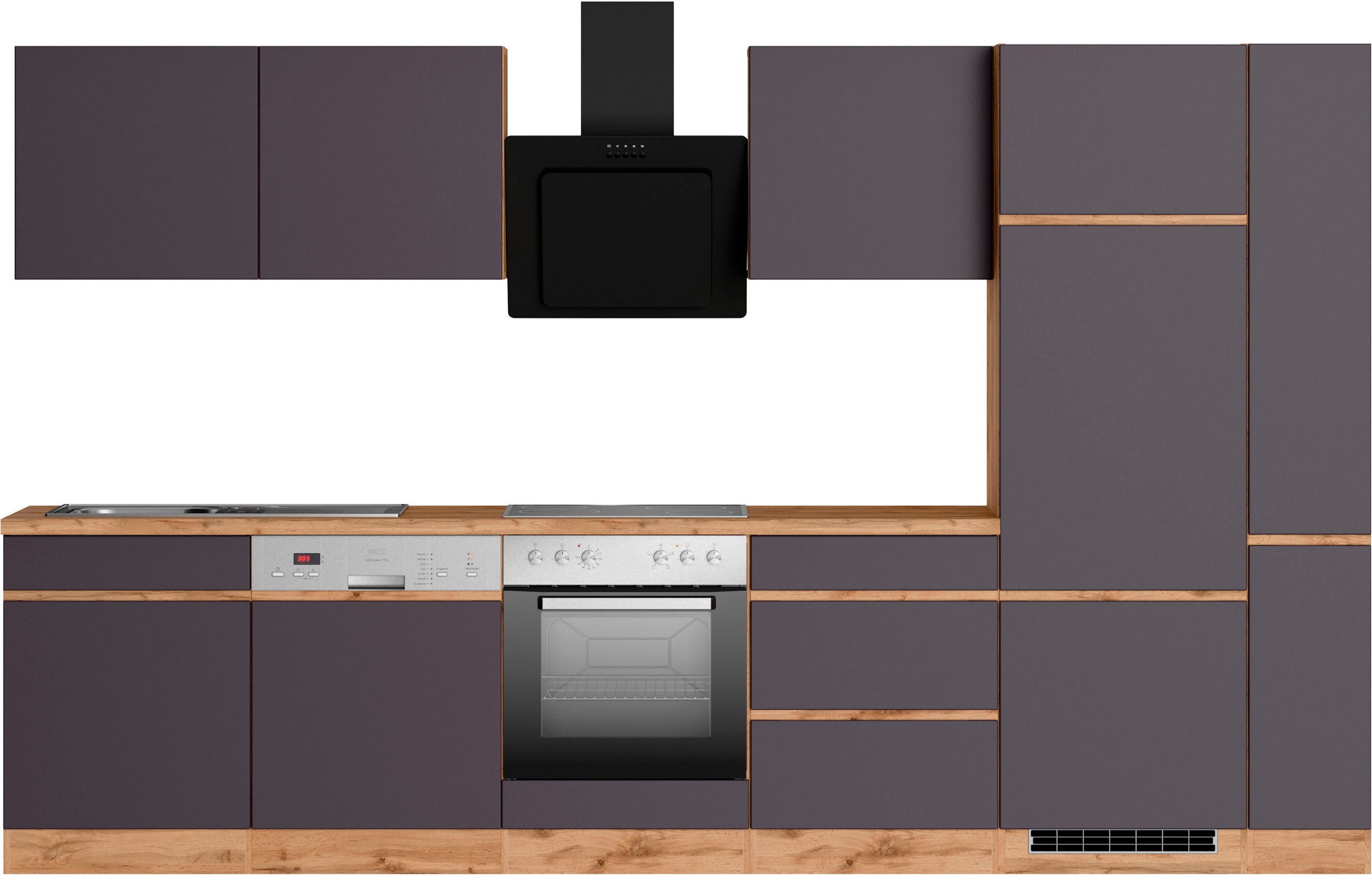 KOCHSTATION Küchenzeile »KS-Riesa« Stellbreite 330 cm, wahlweise mit oder ohne E-Geräte