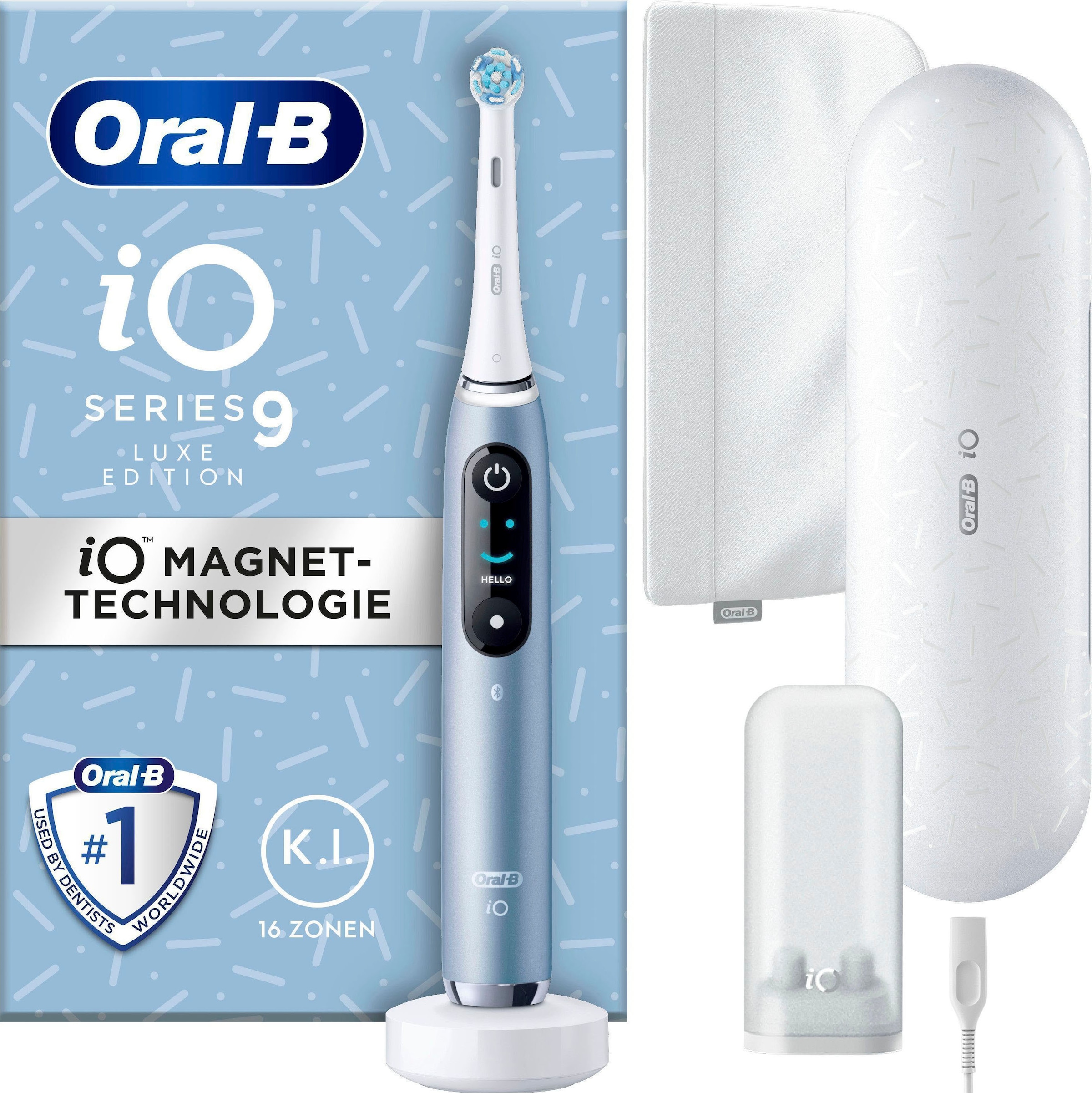 Oral-B Elektrische Zahnbürste »iO 9 Luxe Edition«, 1 St. Aufsteckbürsten, mit Magnet-Technologie, 7 Putzmodi, Farbdisplay & Lade-Reiseetui