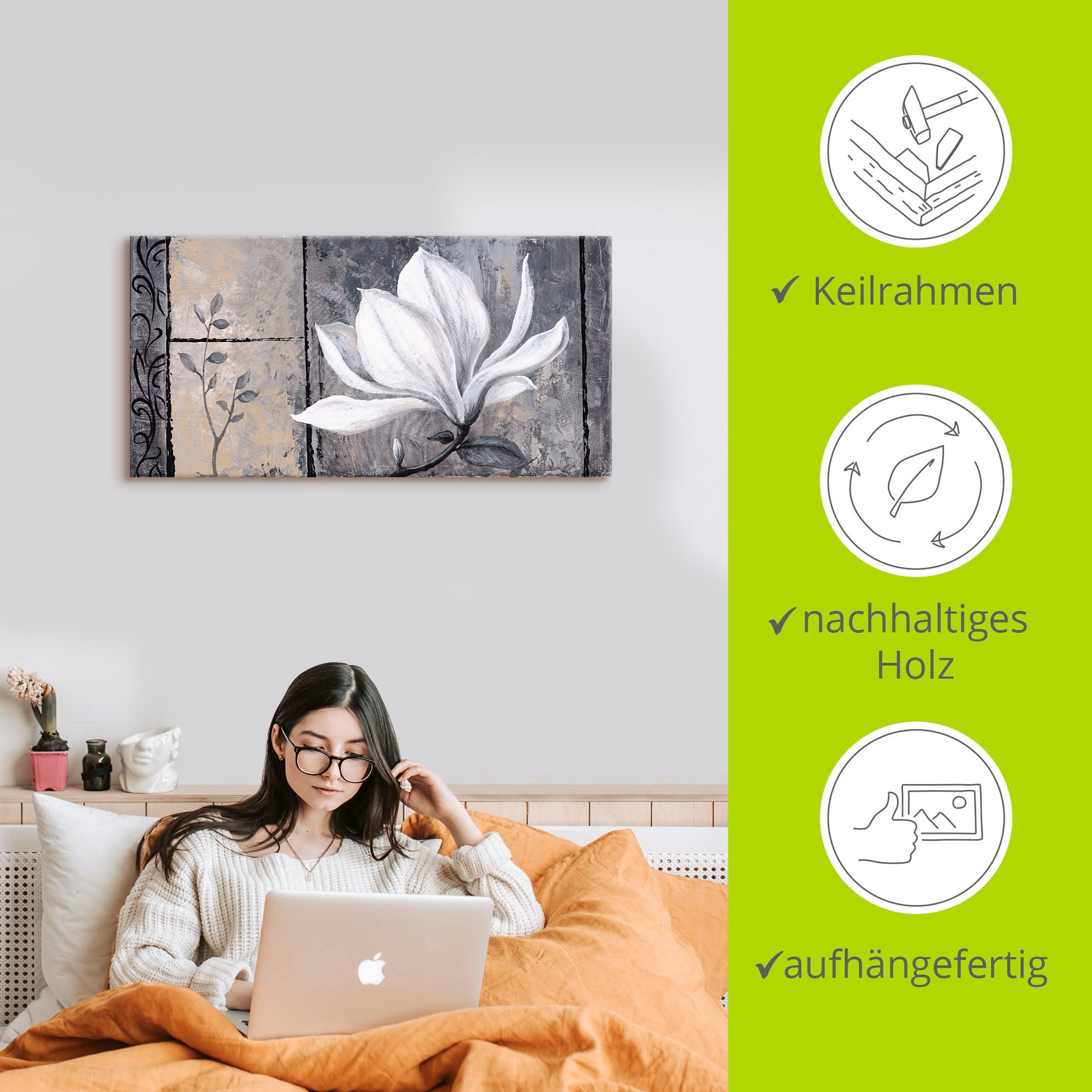 Artland Leinwandbild »Klassische Magnolie« Blumen 1 Stk. tlg. als Alubild, Outdoorbild, Leinwandbild, Poster, Wandaufkleber