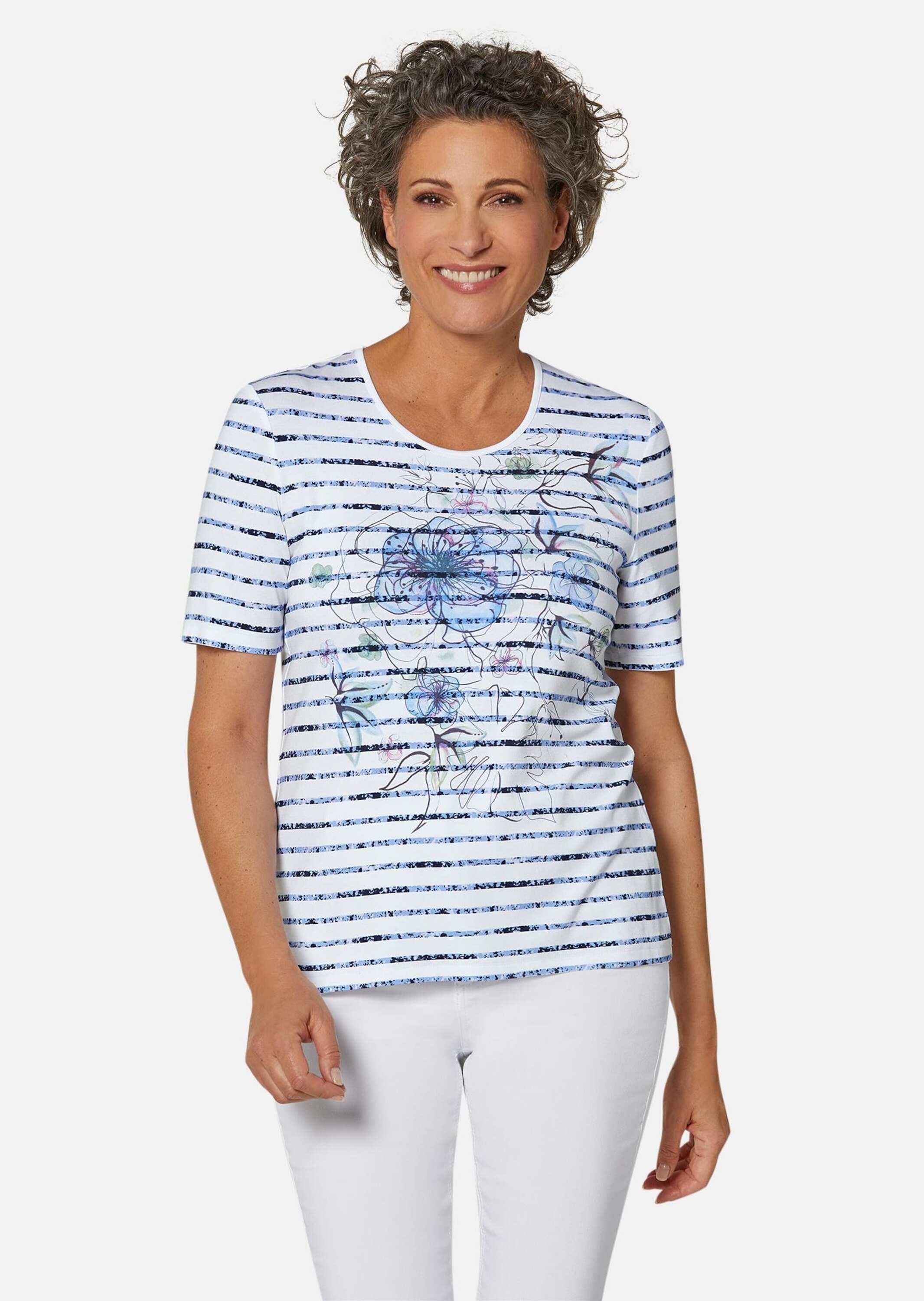 GOLDNER Print-Shirt »Bequemes Druckshirt in Blumen-Ringeloptik«