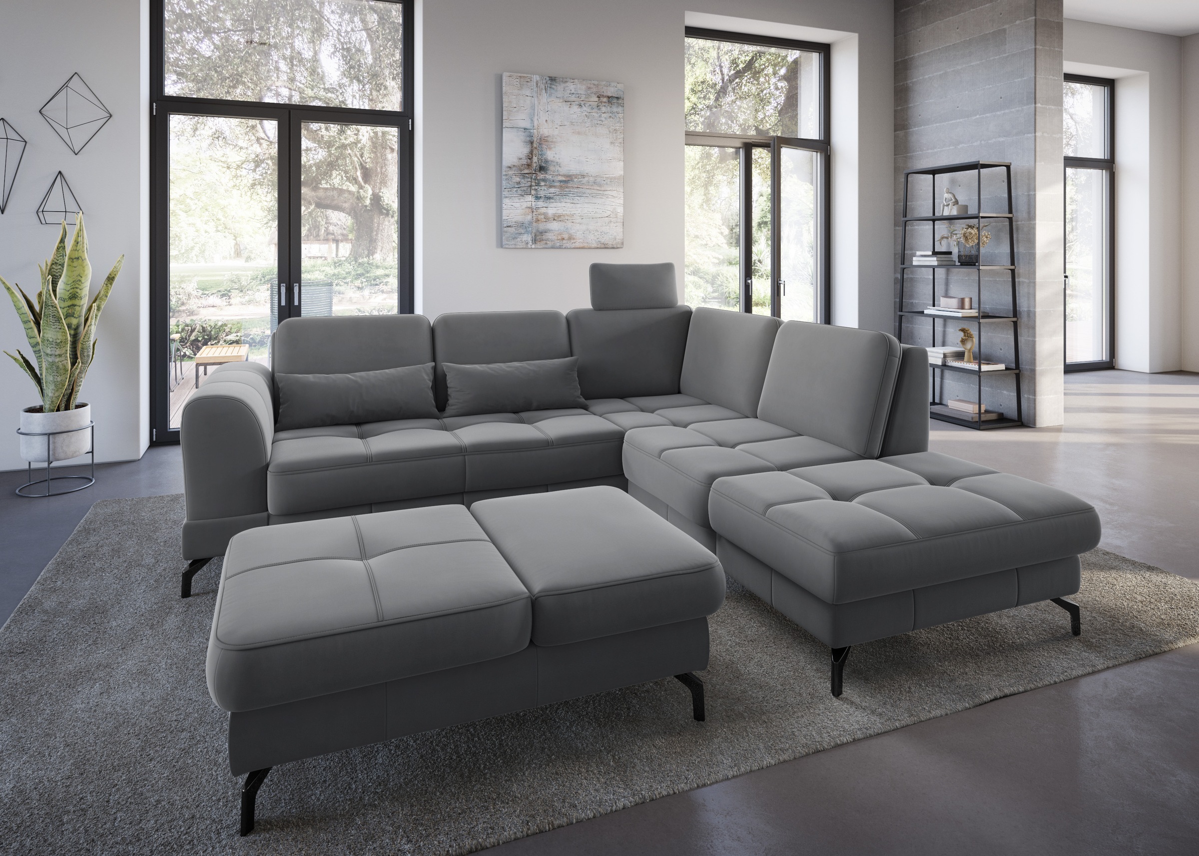 sit&more Ecksofa »Bendigo L-Form« inklusive Sitztiefenverstellung, Bodenfreiheit 12 cm, in 2 Fußfarben