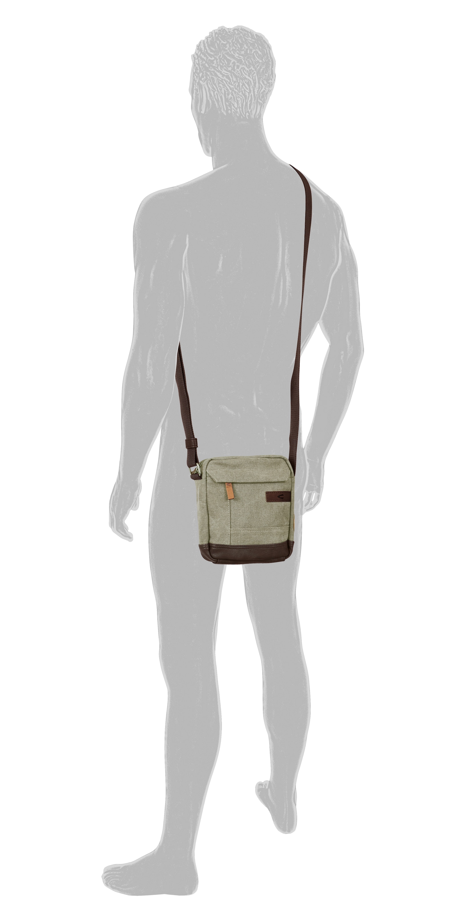 camel active Umhängetasche »Air« Canvas Modell aus weichem Lederimitat abgerundet mit Applikationen