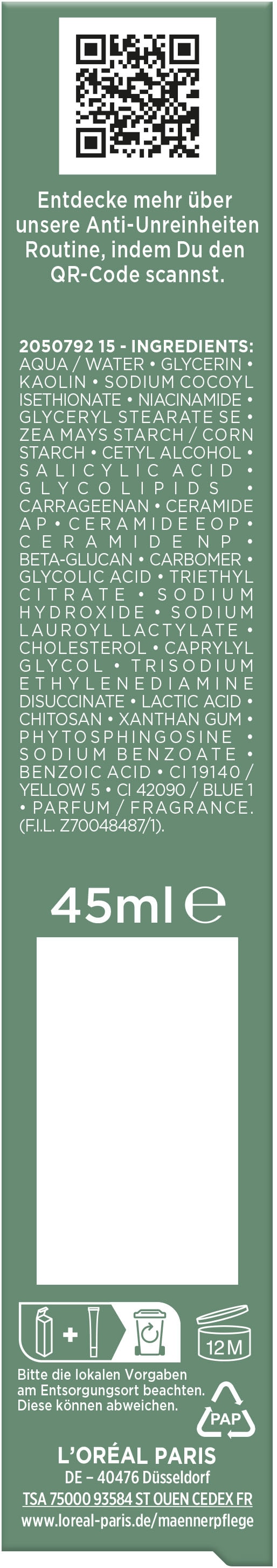 L'ORÉAL PARIS MEN EXPERT Pflegestift »L'Oréal Men Expert Derma Control S.O.S. 2in1 Anti-Pickel Paste«