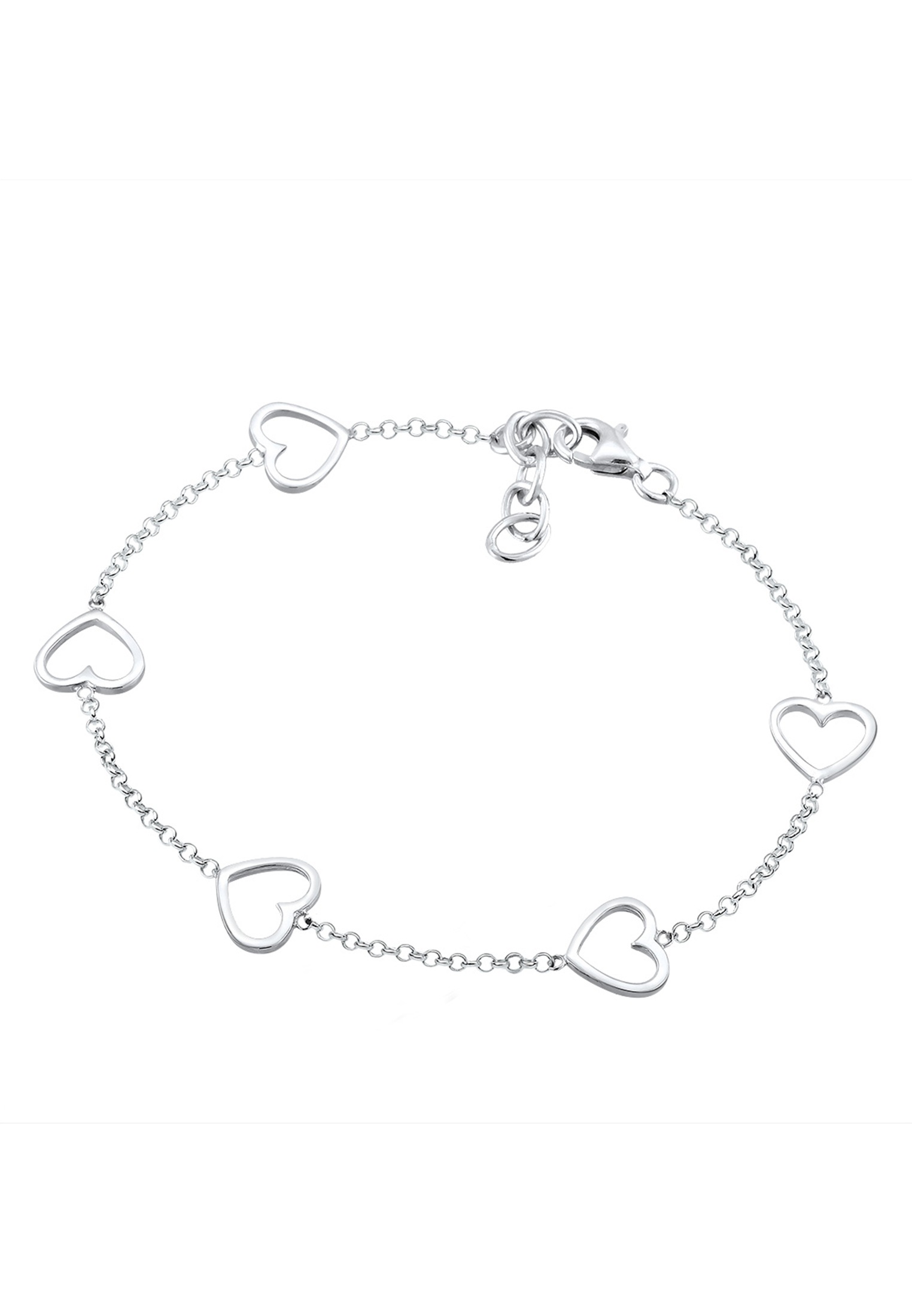 Elli Armkette »Armband Herz Liebe Cut-Out Basic Trend Romantik 925 Silber«