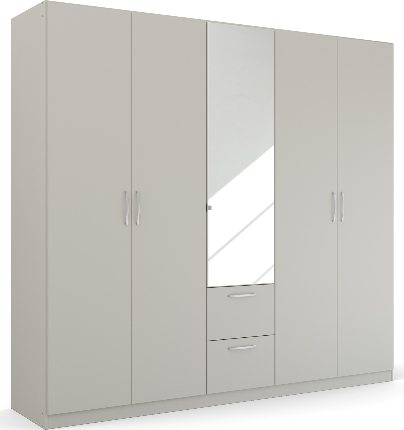 rauch Drehtürenschrank »Kleiderschrank Schrank Garderobe Ankleide PURE BY QUADRA SPIN« Breiten: 181/226/271 cm, Höhe 210 cm,  mit Spiegel, in puristischem Design, Griffe alufarben MADE IN GERMANY