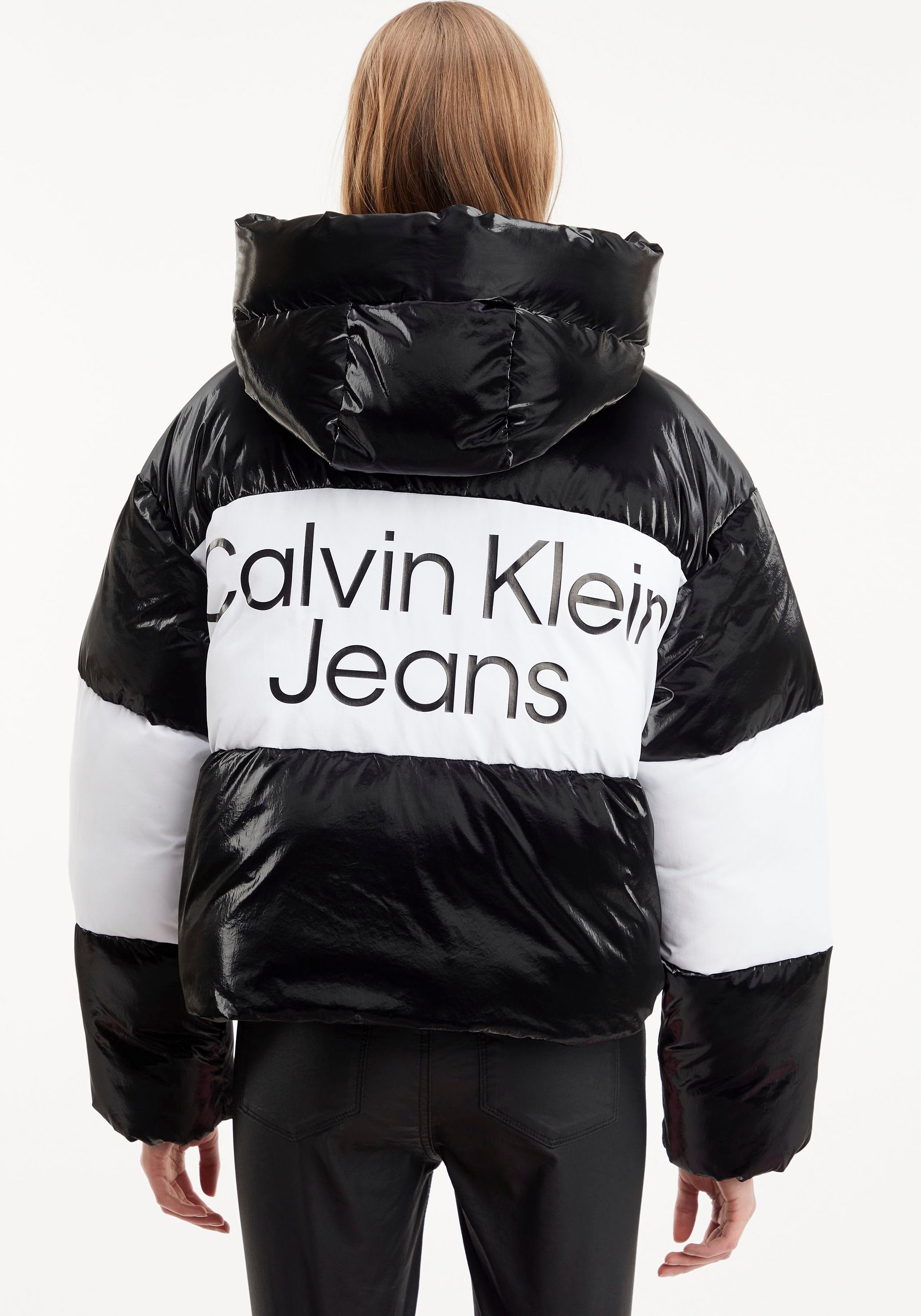 Calvin Klein Jeans ♕ CROPPED Kapuze, »BLOCKING PUFFER«, Steppjacke mit bei mit Kapuze