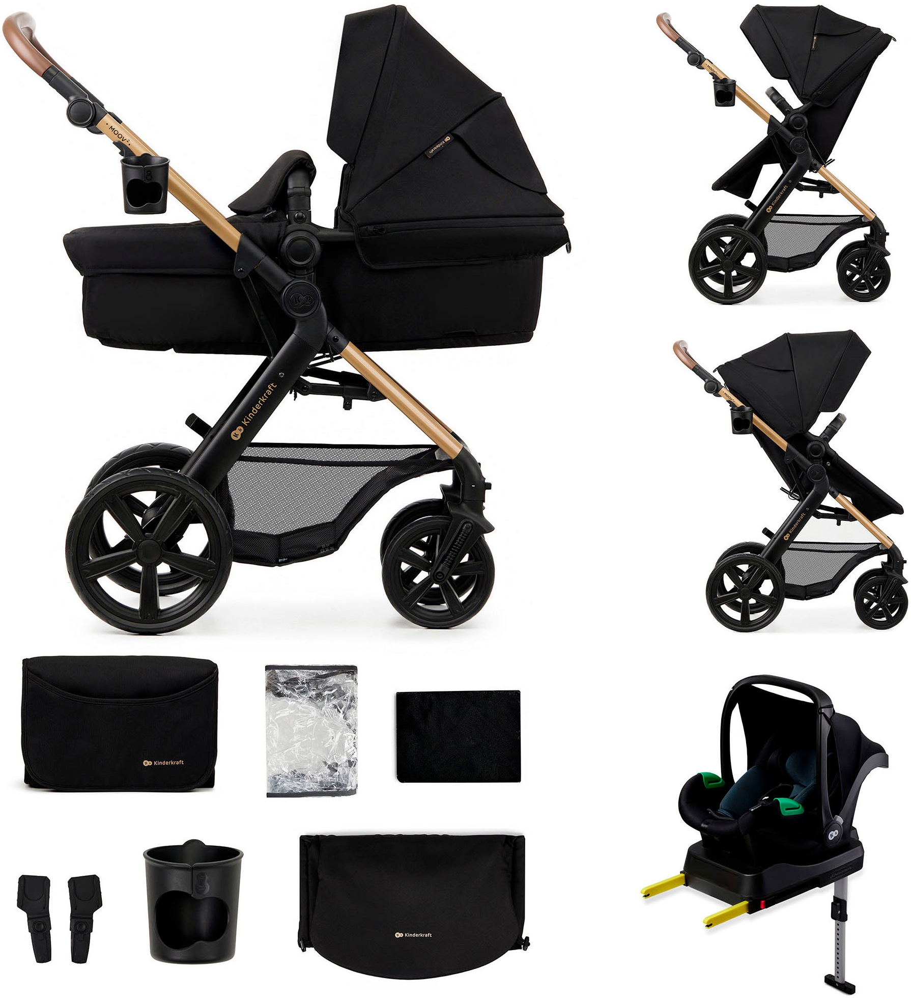 Poussette 4en1 MOOV 2 Pure Black EVA WHEELS