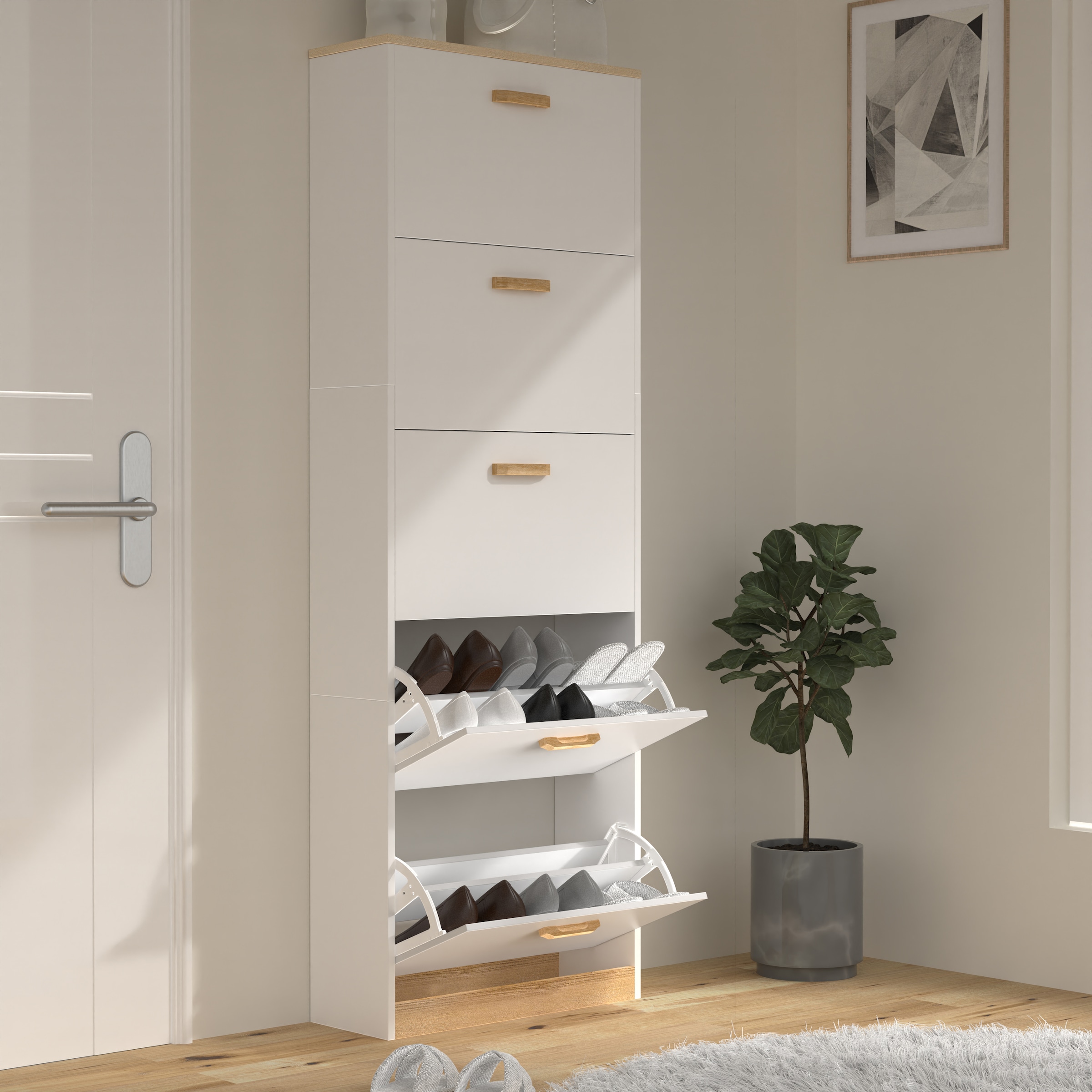 VCM Schuhschrank »Holz Schuhregal Schuhschrank Schuhkipper Halom XL«