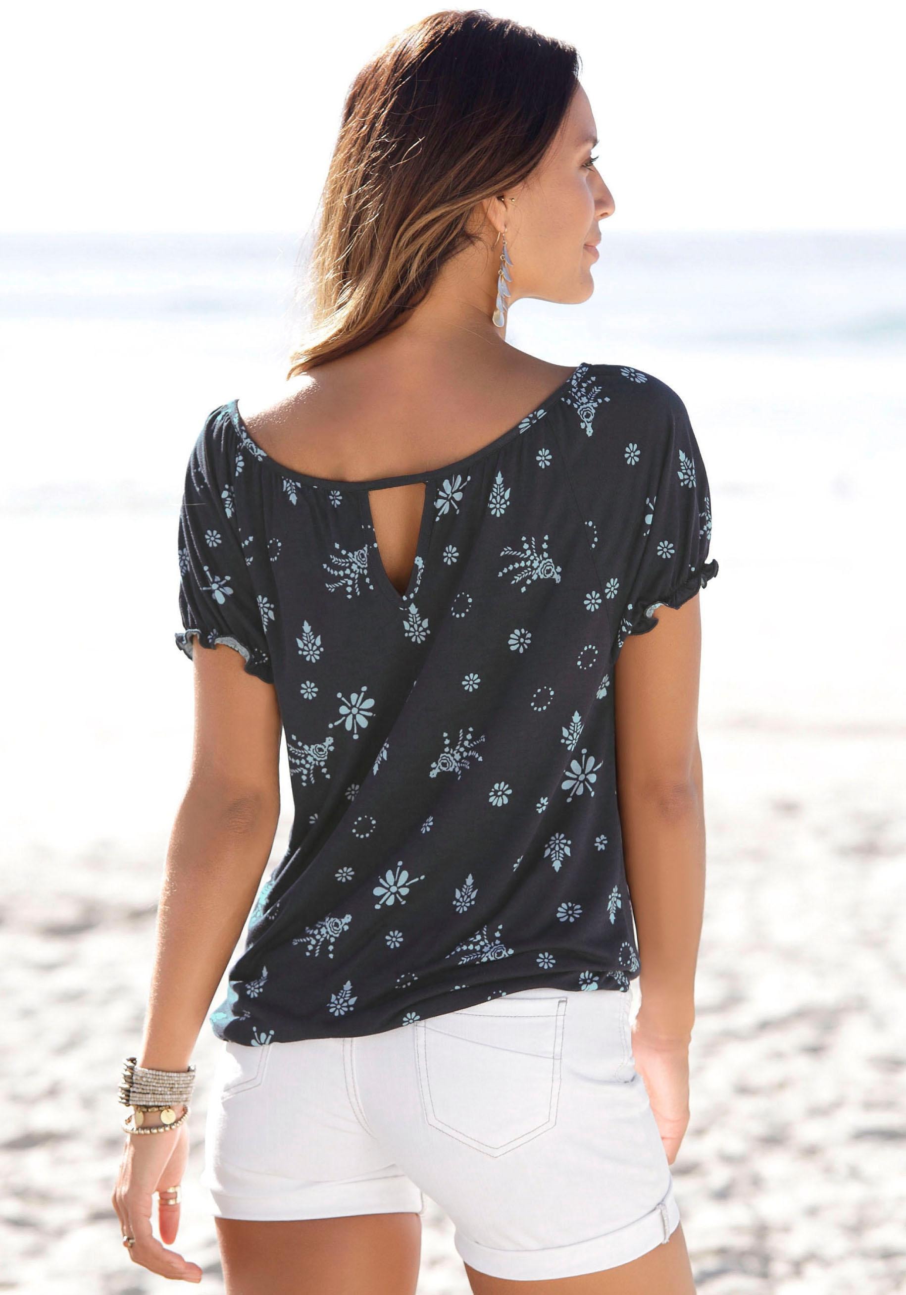 s.Oliver Strandshirt, mit gerafften Ärmeln