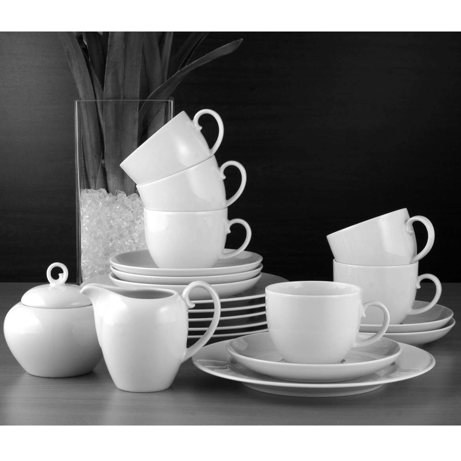 Seltmann Weiden Geschirr-Set »Kaffeeservice Rondo/Liane 20er Set weiß« Spülmaschinenfest, Mikrowellensicher, Ofenfest