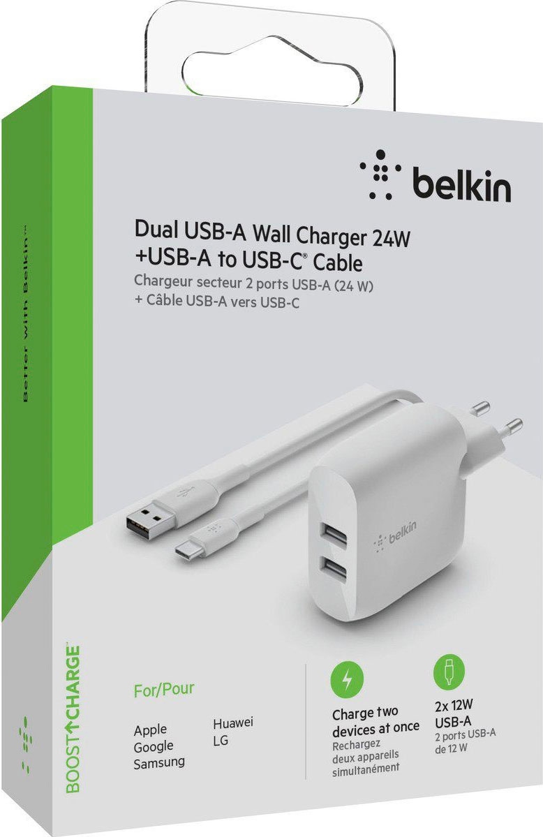 USB-Ladegerät »Dual USB-A Ladegerät incl. USB-C Kabel 1m, 24W«