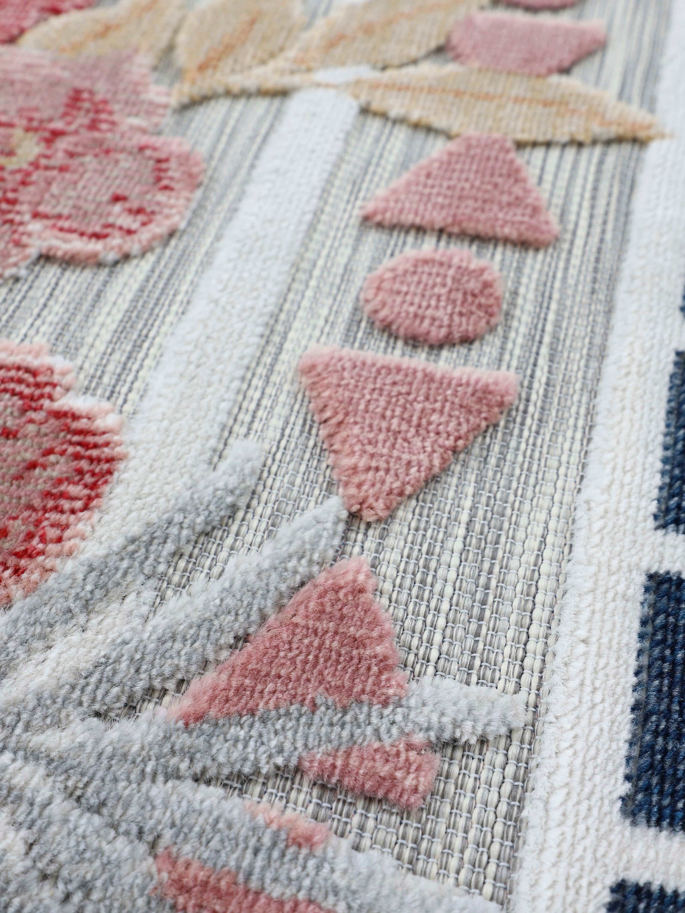 carpetfine Teppich »Deja 101«, rechteckig, 4 mm Höhe, robustes Flachgewebe, Motiv- Floral Palmenblätter, Hoch-Tief Effekt