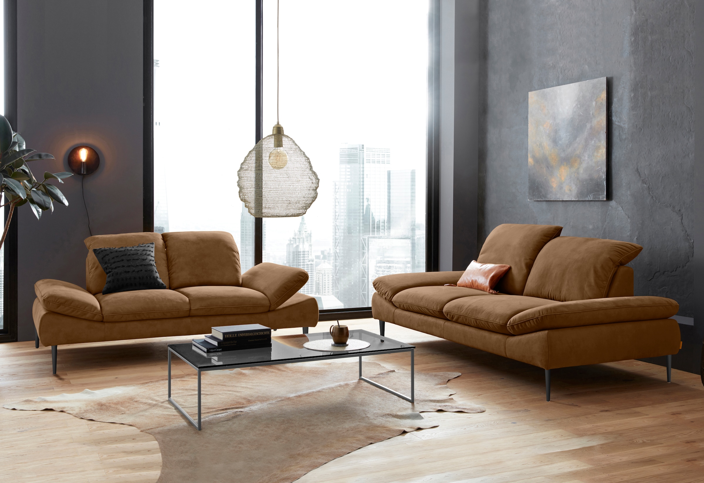 W.SCHILLIG 2-Sitzer »enjoy&MORE« Sitztiefenverstellung, Füße schwarz pulverbeschichtet, Breite 202 cm