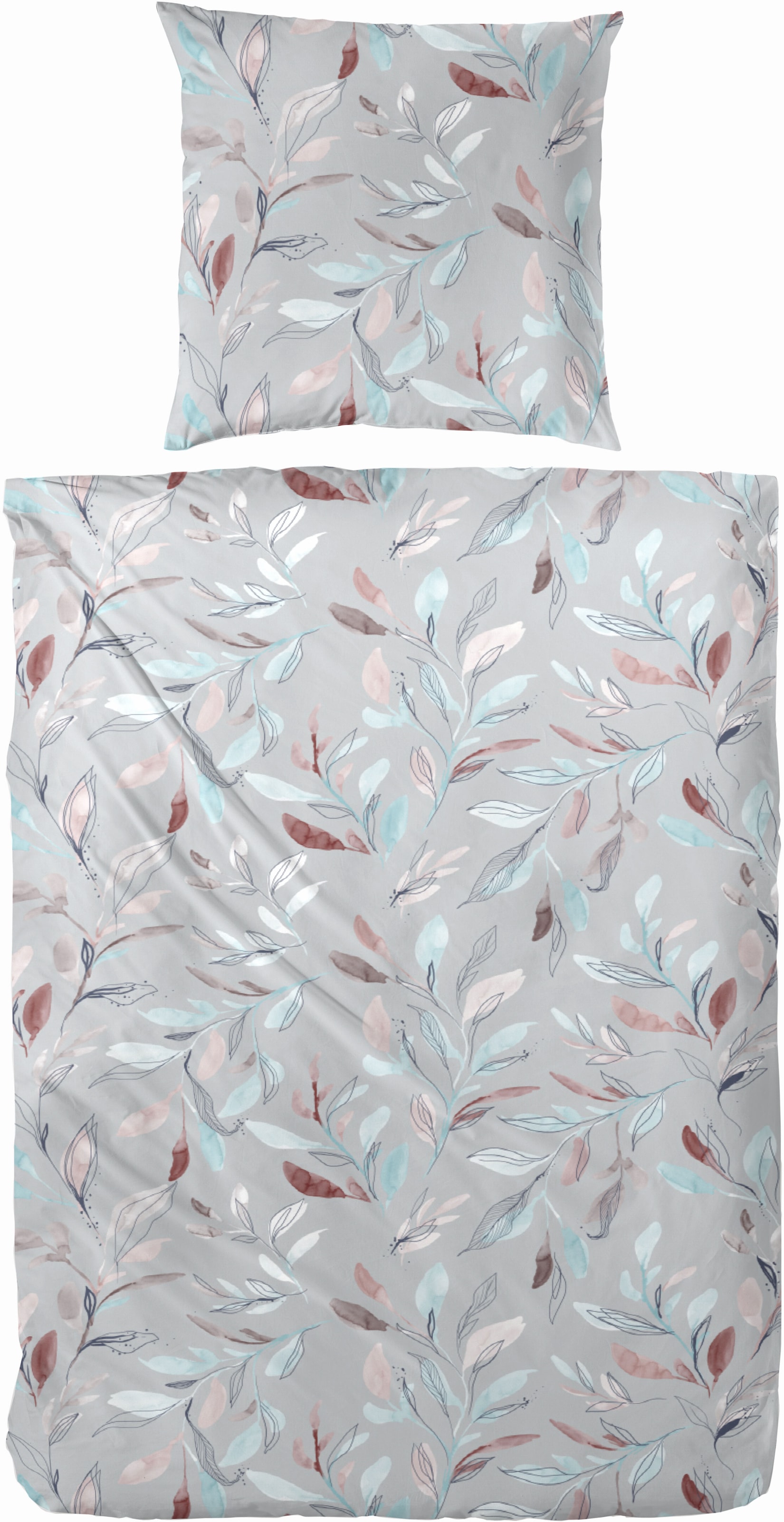 Primera Bettwäsche "Edelflanell Bettwäsche "Leavery"" 2 Stk. Mit abstrakt-floralen Motiven