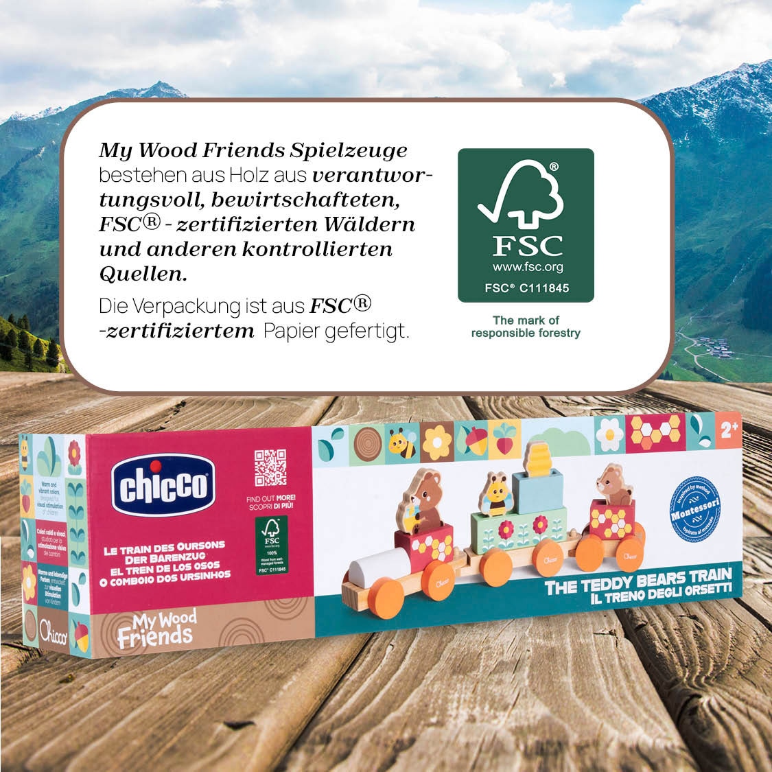Chicco Spielzeug-Zug »My Wood Friends - Teddys Zug«
