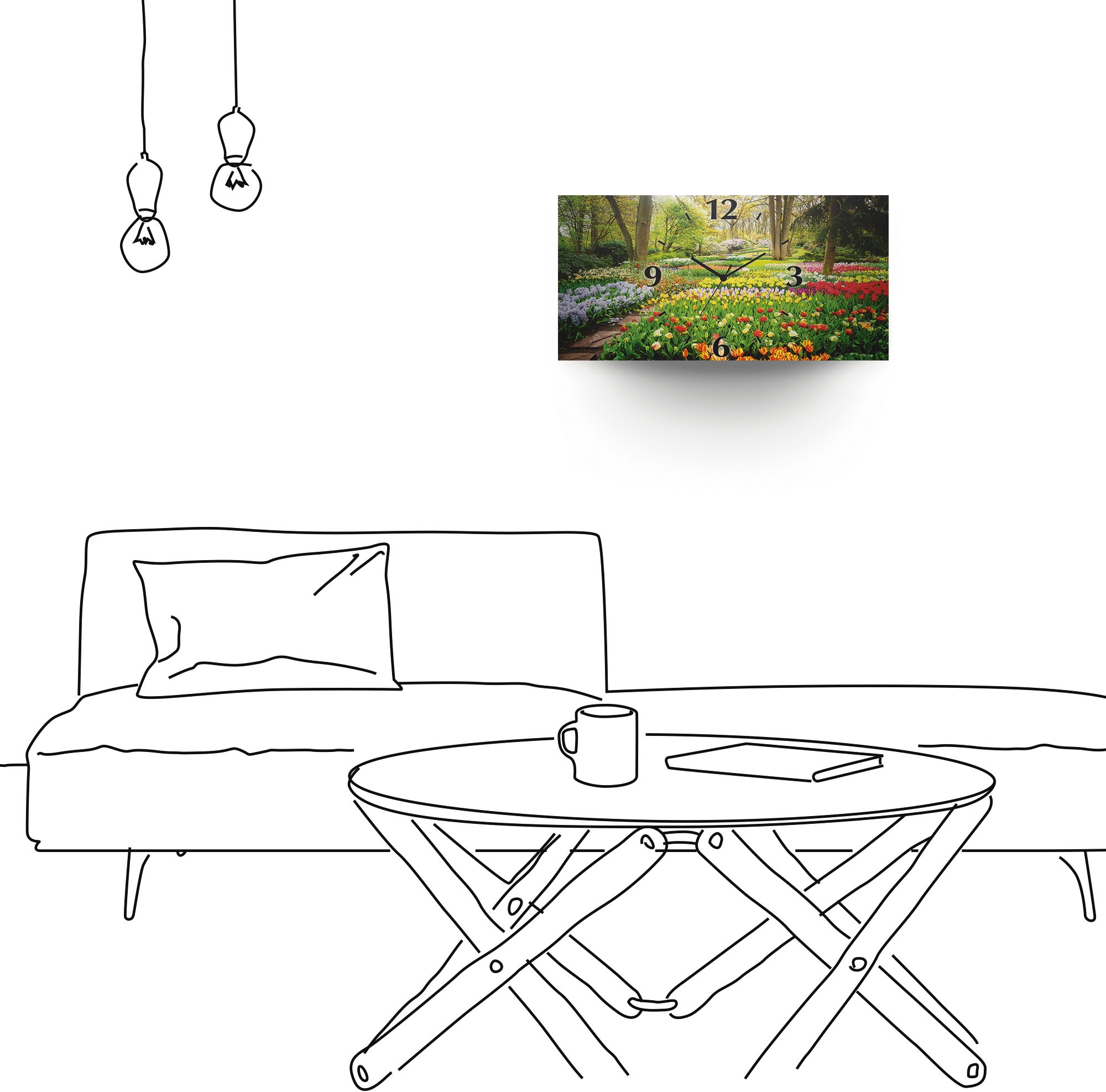Artland Wanduhr »Tulpen Garten Frühling«, 3D Optik gebogen, mit Quarz- oder Funkuhrwerk, versch. Größen