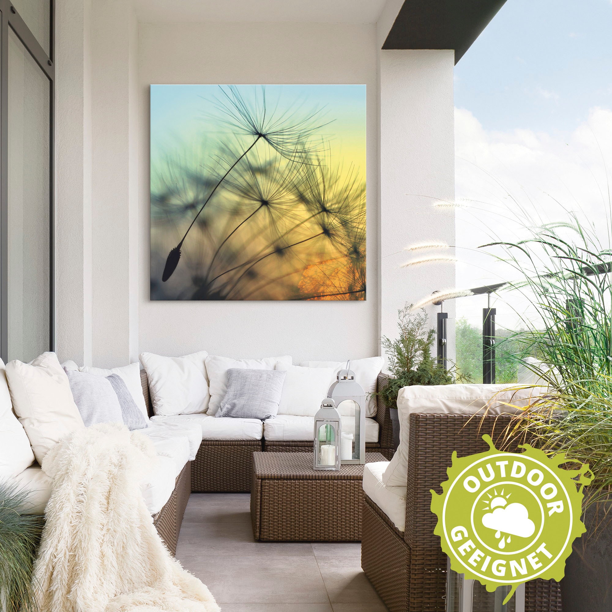 Artland Wandbild »Goldener Sonnenuntergang und Pusteblumen« Blumen 1 Stk. tlg. als Alubild, Outdoorbild, Leinwandbild, Poster, Wandaufkleber