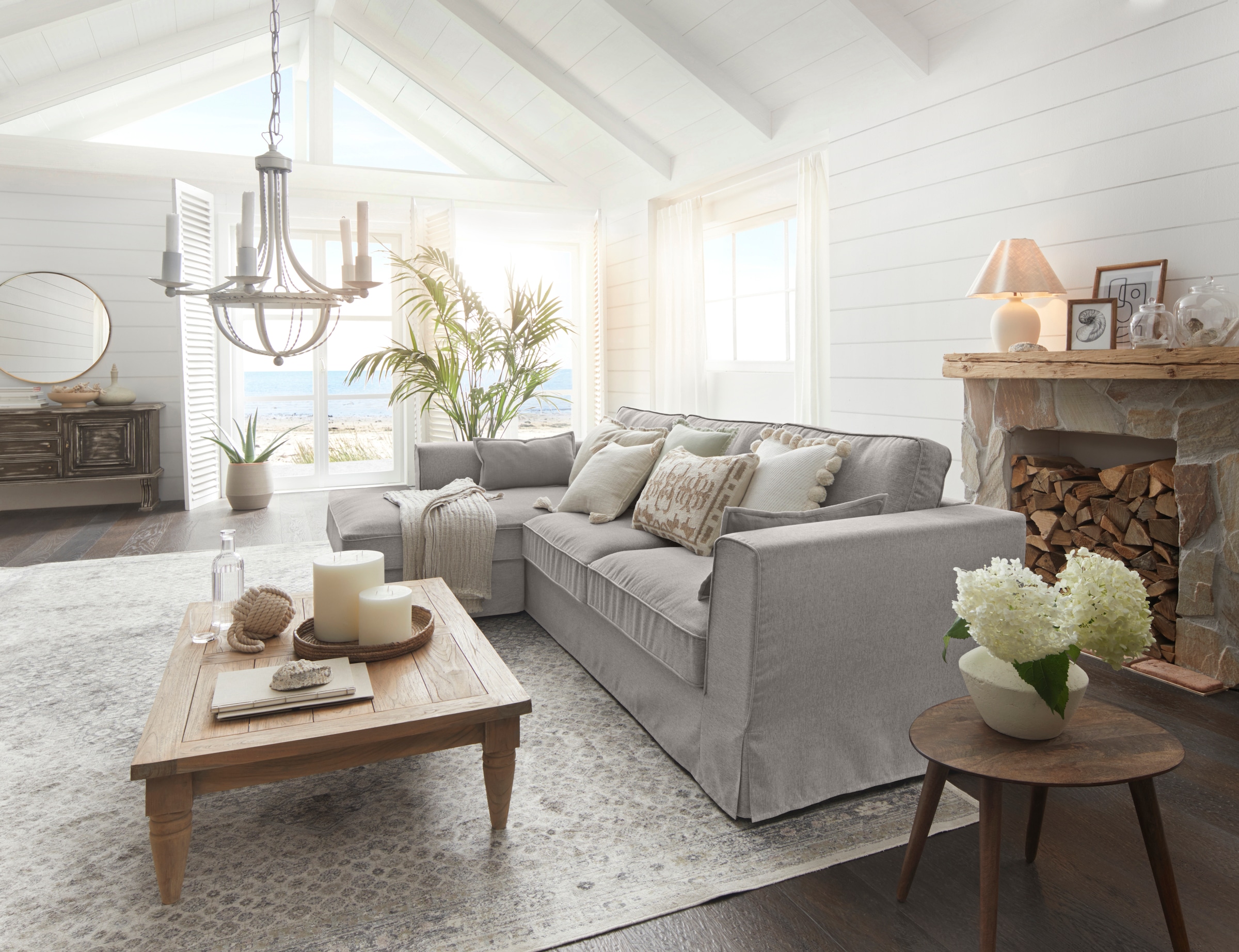 Timbers Ecksofa »Vintage L-Form«, 3-Sitzer Polsterecke im Landhausstil, mit abnehmbarer Husse