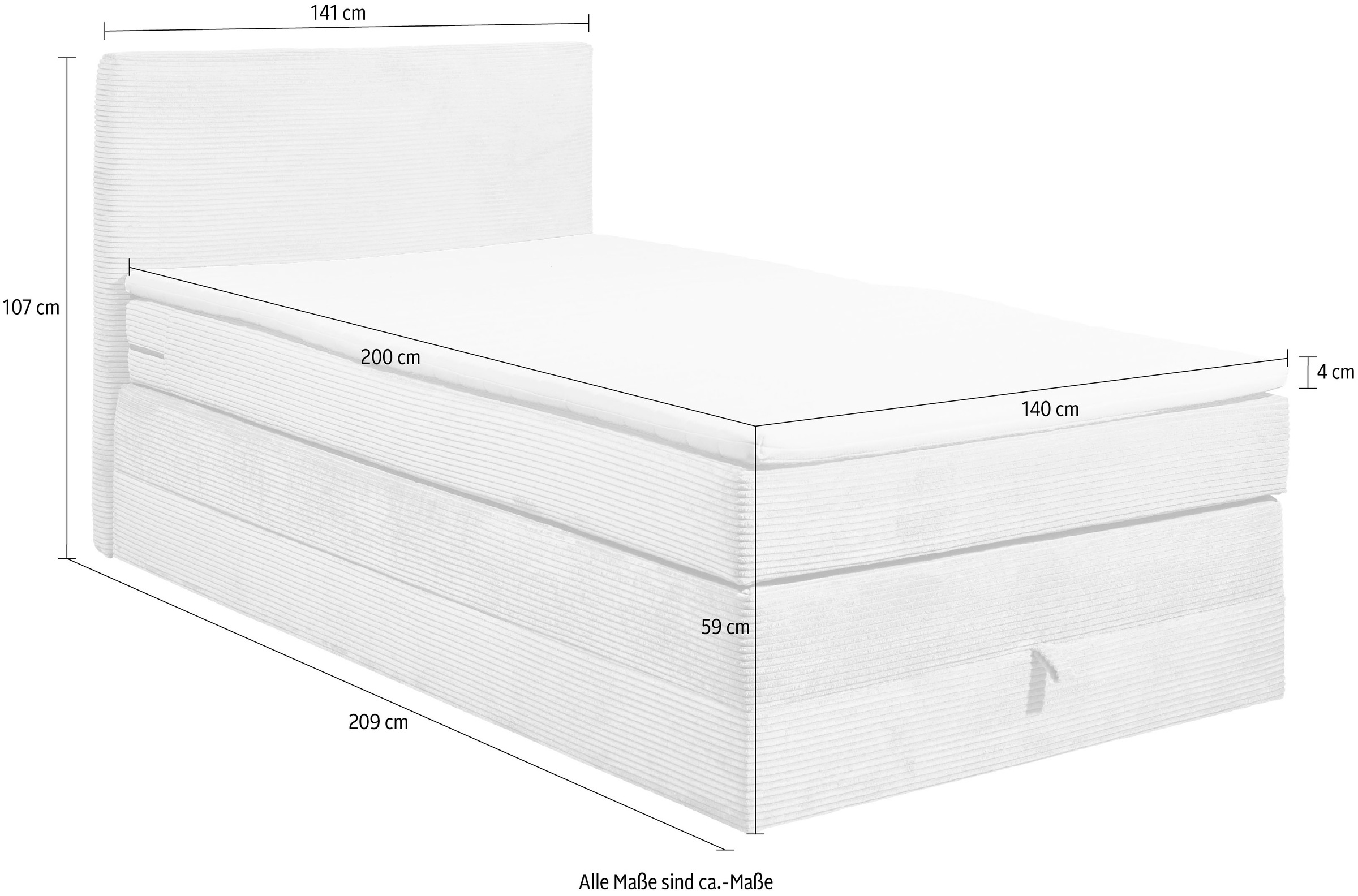 ED EXCITING DESIGN Boxspringbett »Luzern«, inkl. Bettkasten