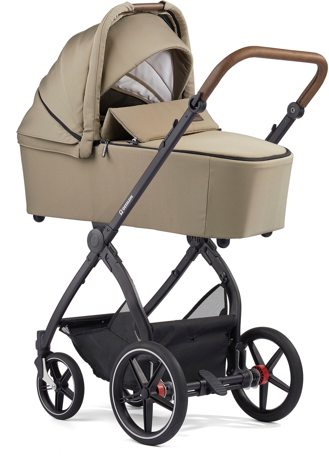 Gesslein Kombi-Kinderwagen »FX4 Soft+ mit Aufsatz Life, schwarz/tabak, farn«, mit Babywanne C3 und Babyschalenadapter