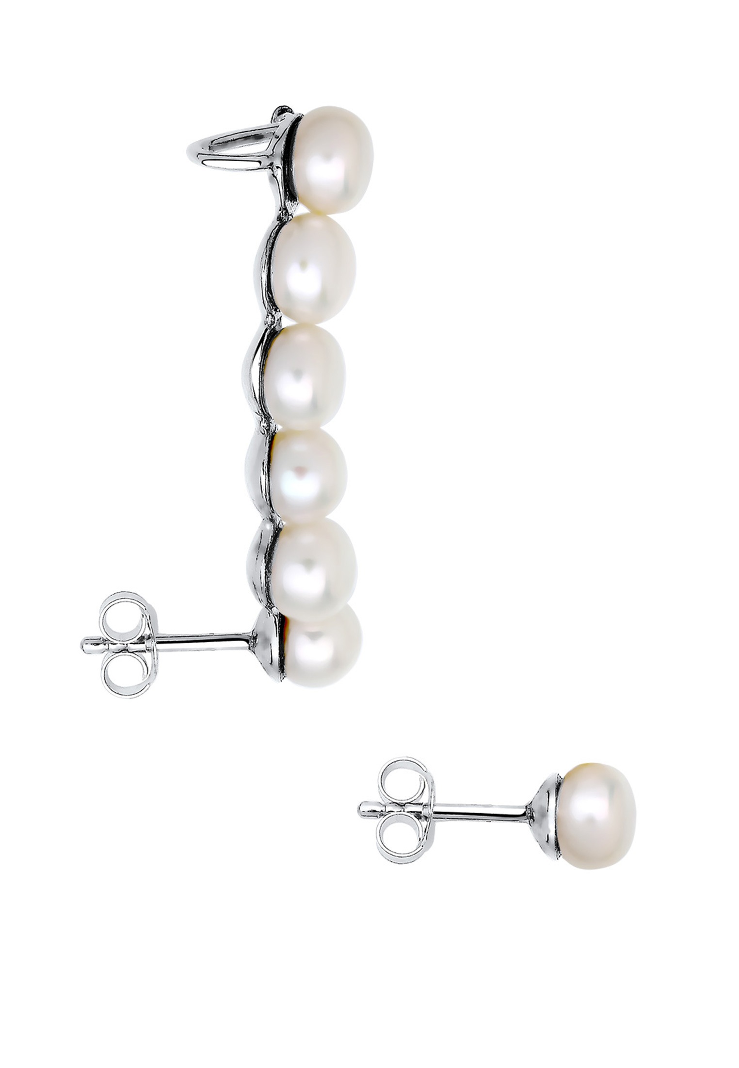 Elli Paar Ohrstecker »Ohrringe Süßwasserzuchtperle Earcuff Statement 925 Silber«