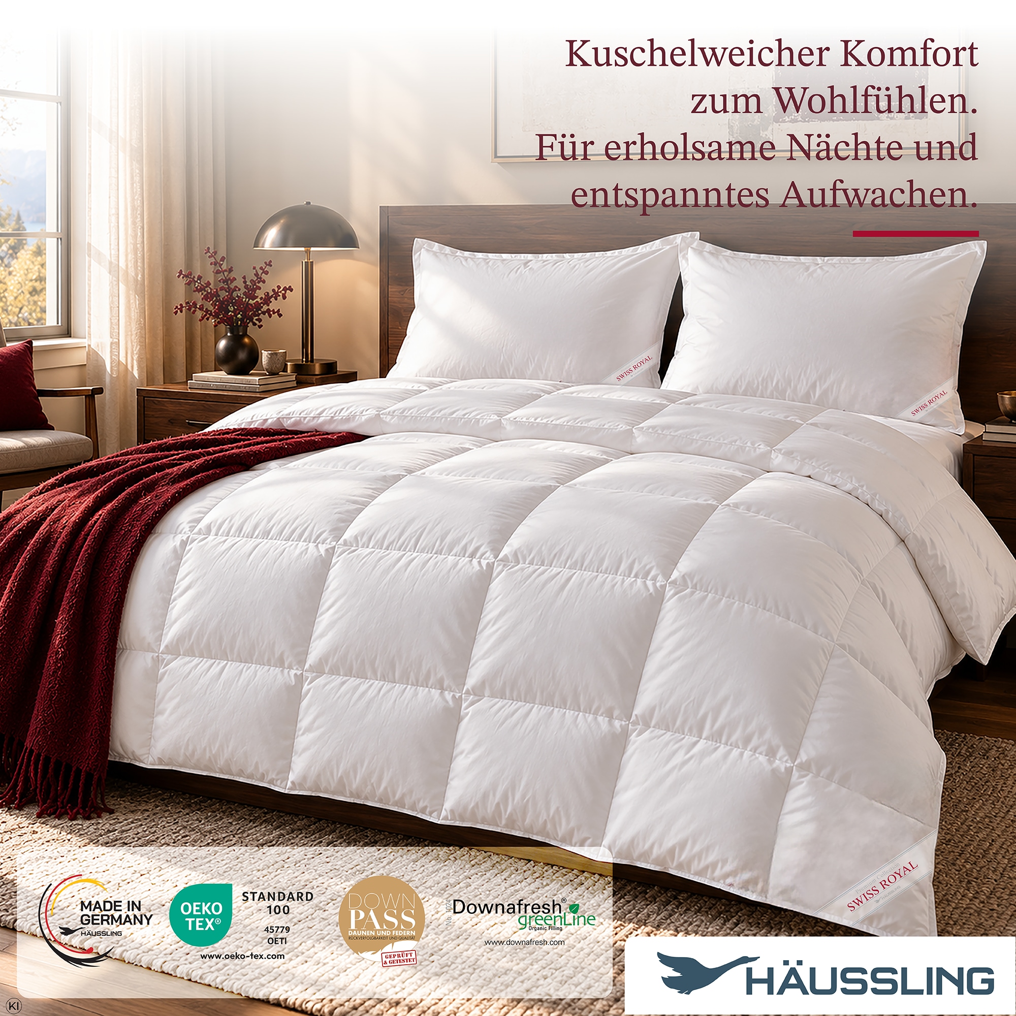 Haeussling Daunenbettdecke »Swiss Royal 90% Daunen, Bettdecken für Sommer und Winter« leicht Füllung 90Daunen10Federn 1 Stk. tlg. Bettdecke 135x200 cm, 155x220 cm & weitere Größen, Made in Germany